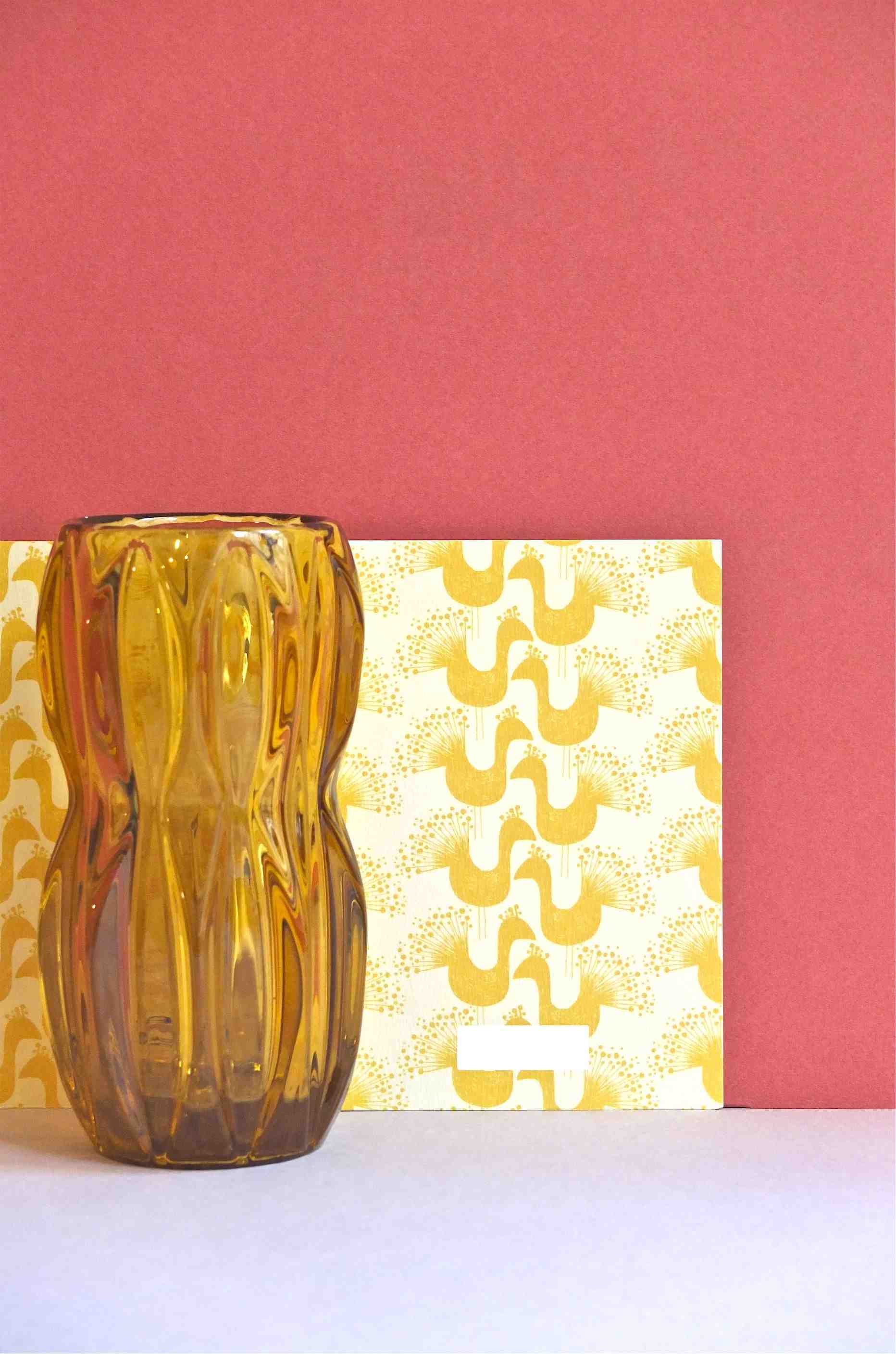 vase des annees 60 couleur ambre slavia vintage