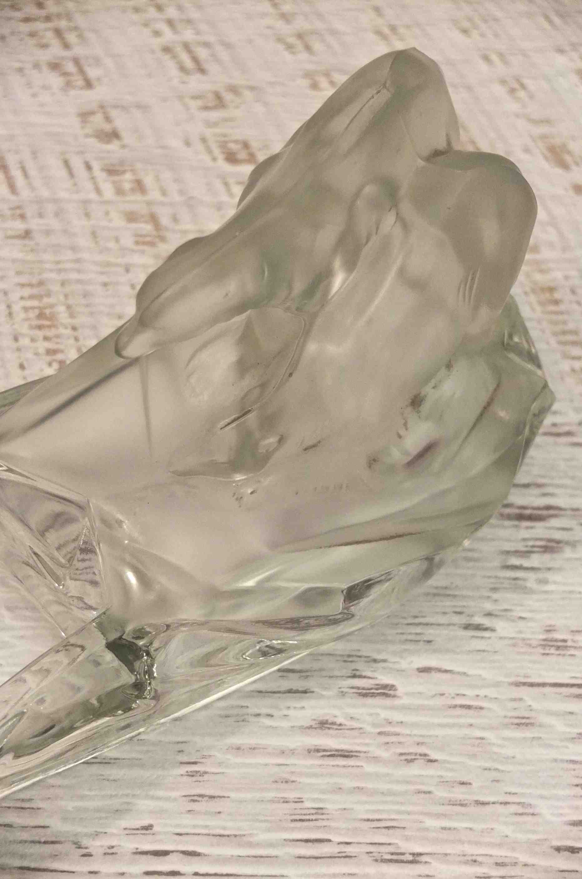 Slavia Vintage ours polaire en verre aux lignes Art Déco "Arctique" détail ours