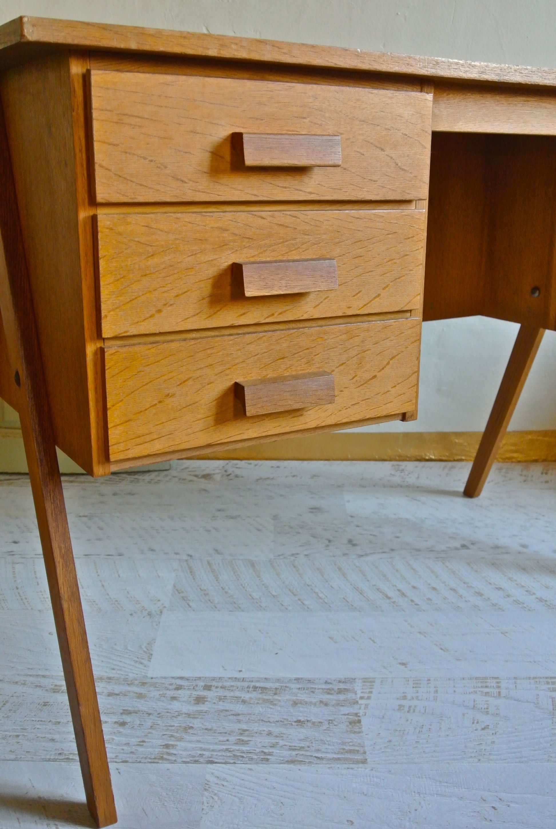 Slavia Vintage bureau vintage fifties bois pieds compas modèle "Architekt"