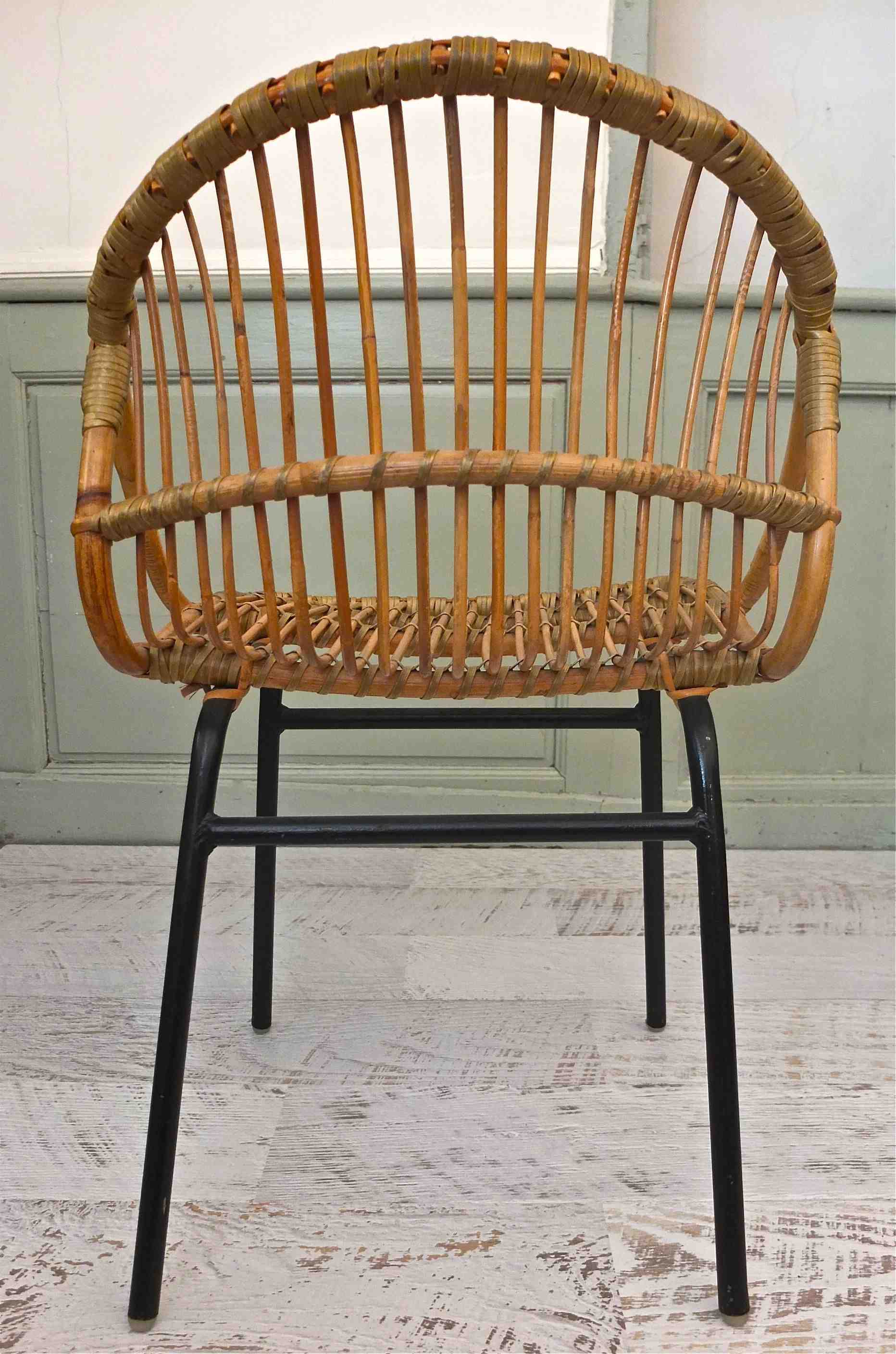 slavia vintage dossier fauteuil en rotin modèle des années 60 "Fénix"