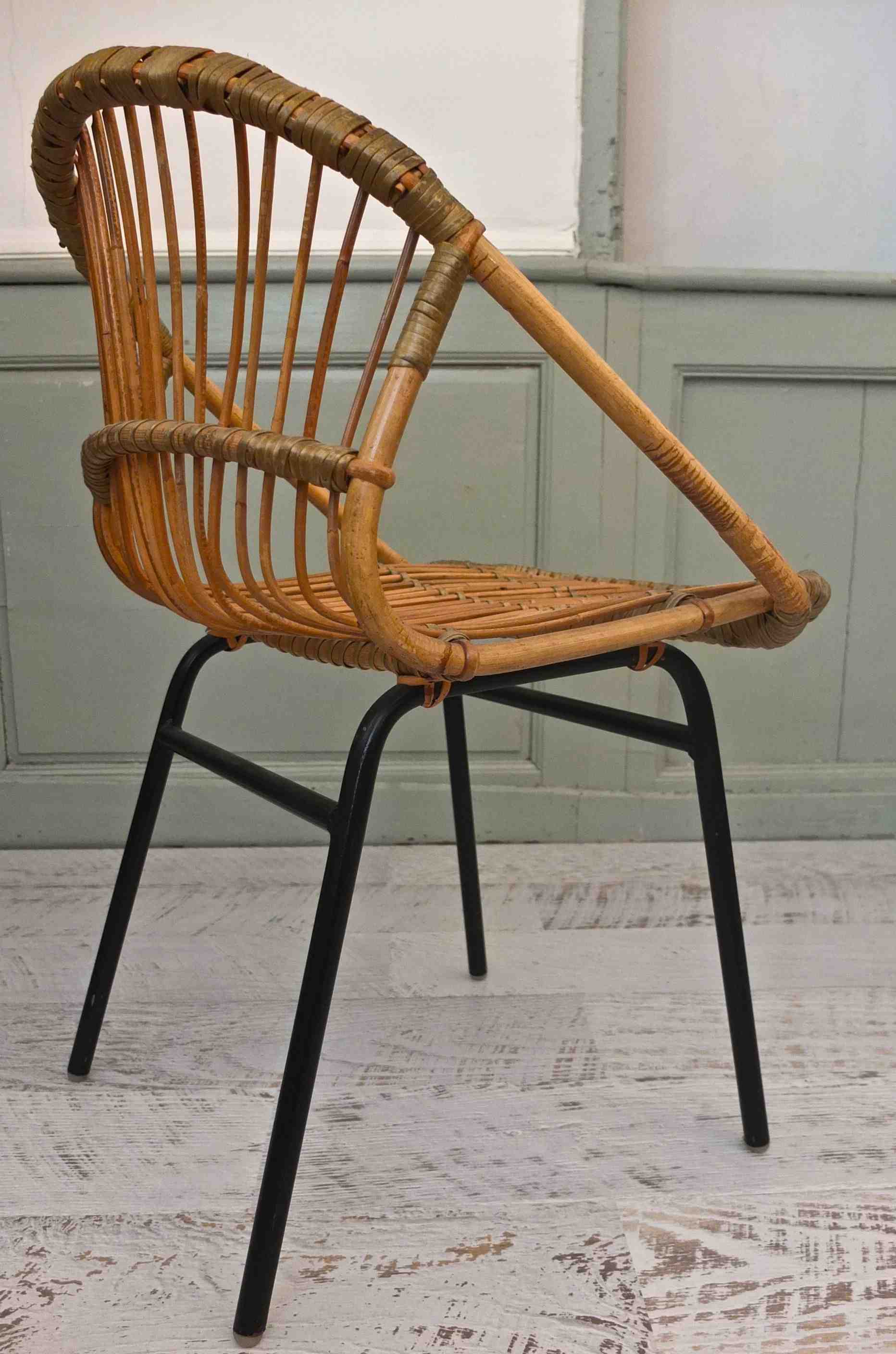 Slavia vintage fauteuil 2 en rotin des années 60 modèle Fénix