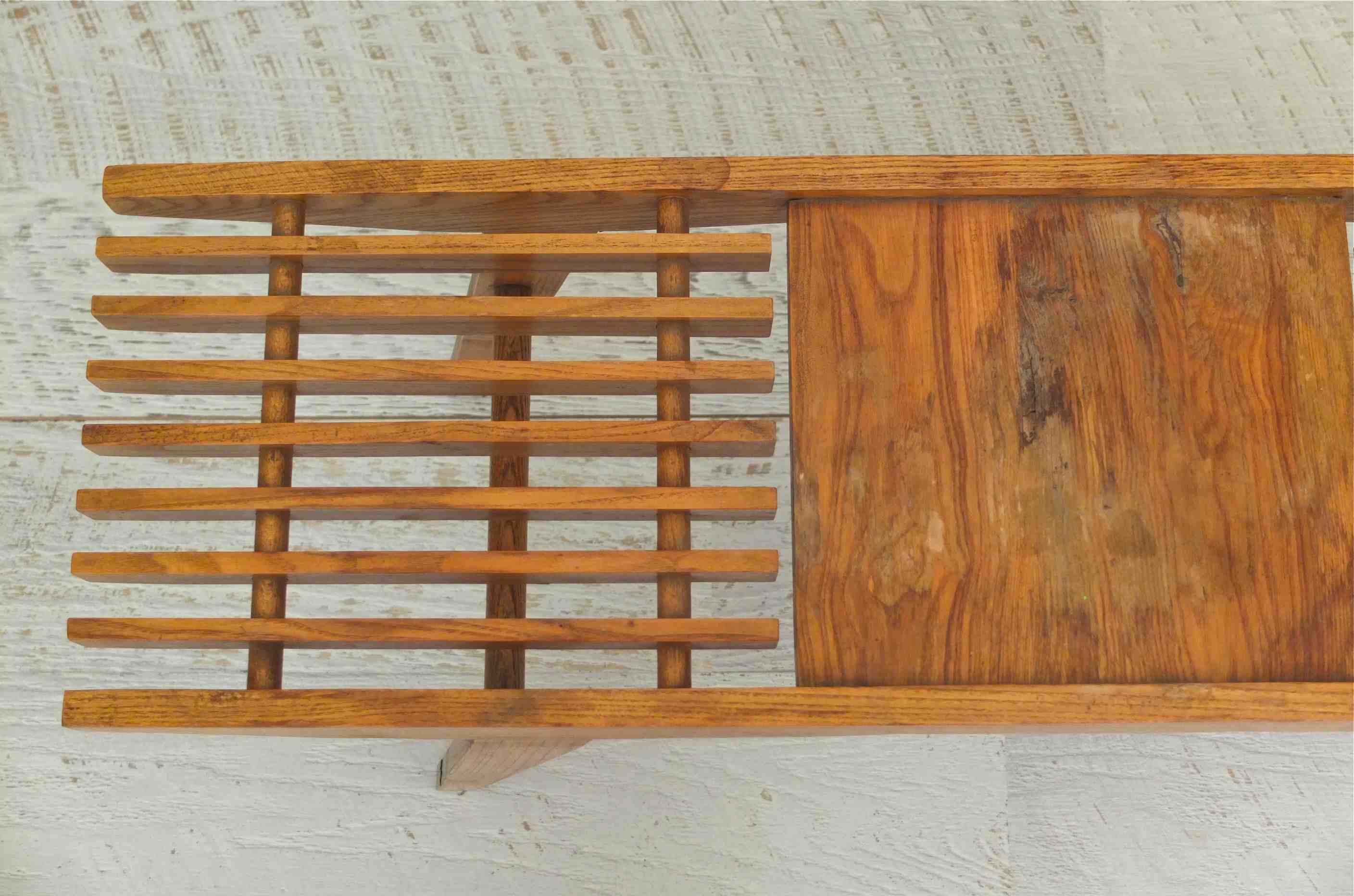 Slavia Vintage tablette en bois des annees 60 pieds compas style Charlotte Perriand "Chamonix" 12