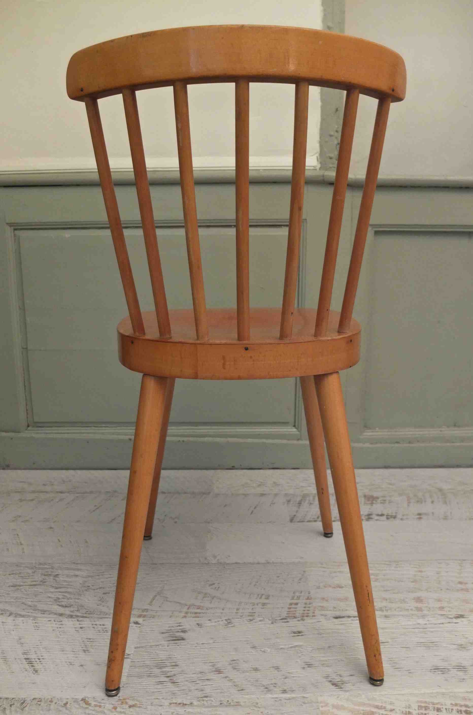 Slavia vintage chaise en bois dossier à barreaux vintage années 50 modèle "Big Sur"