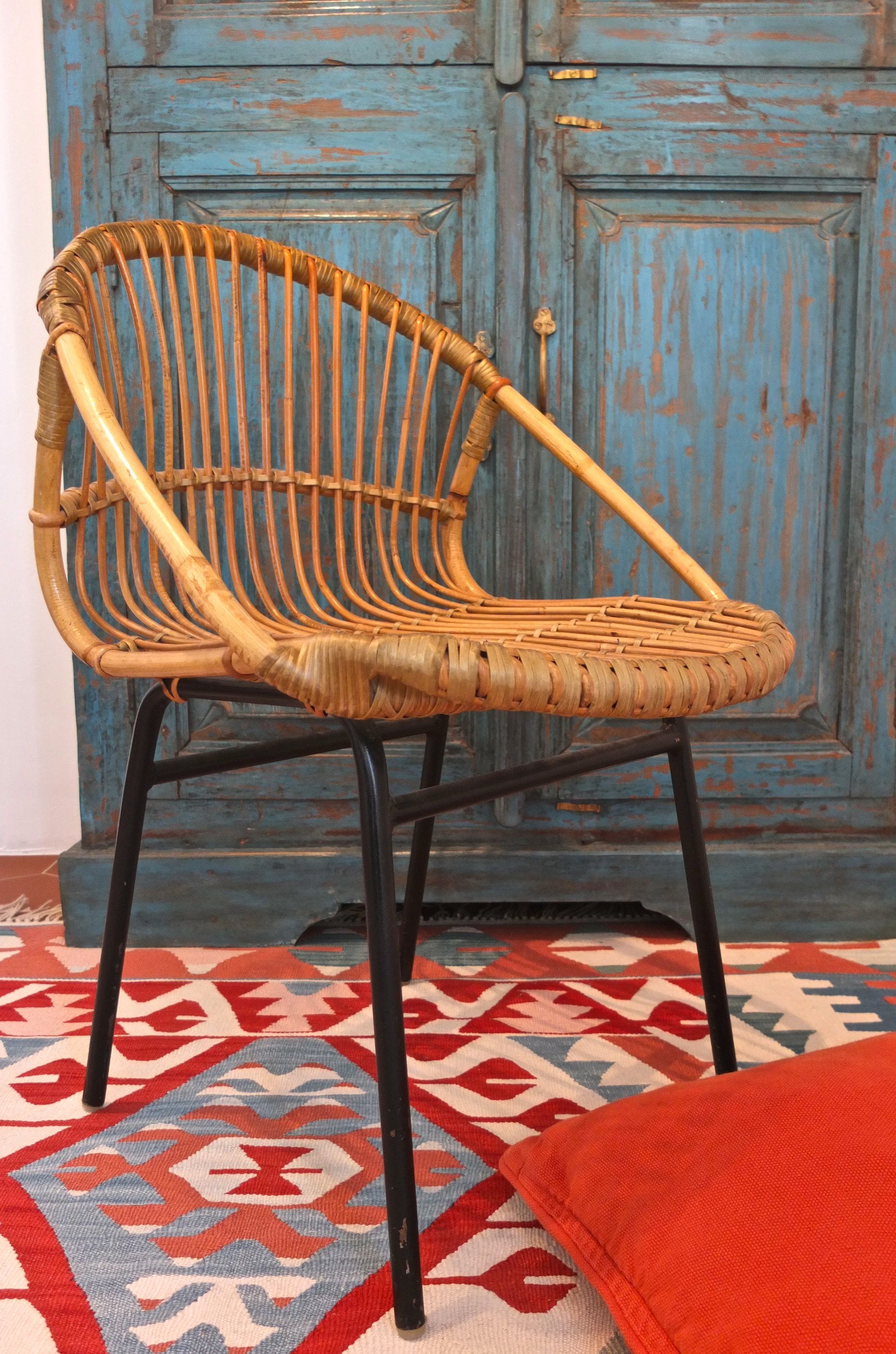 Slavia vintage 2 photo fauteuil des années 60 en rotin Fénix