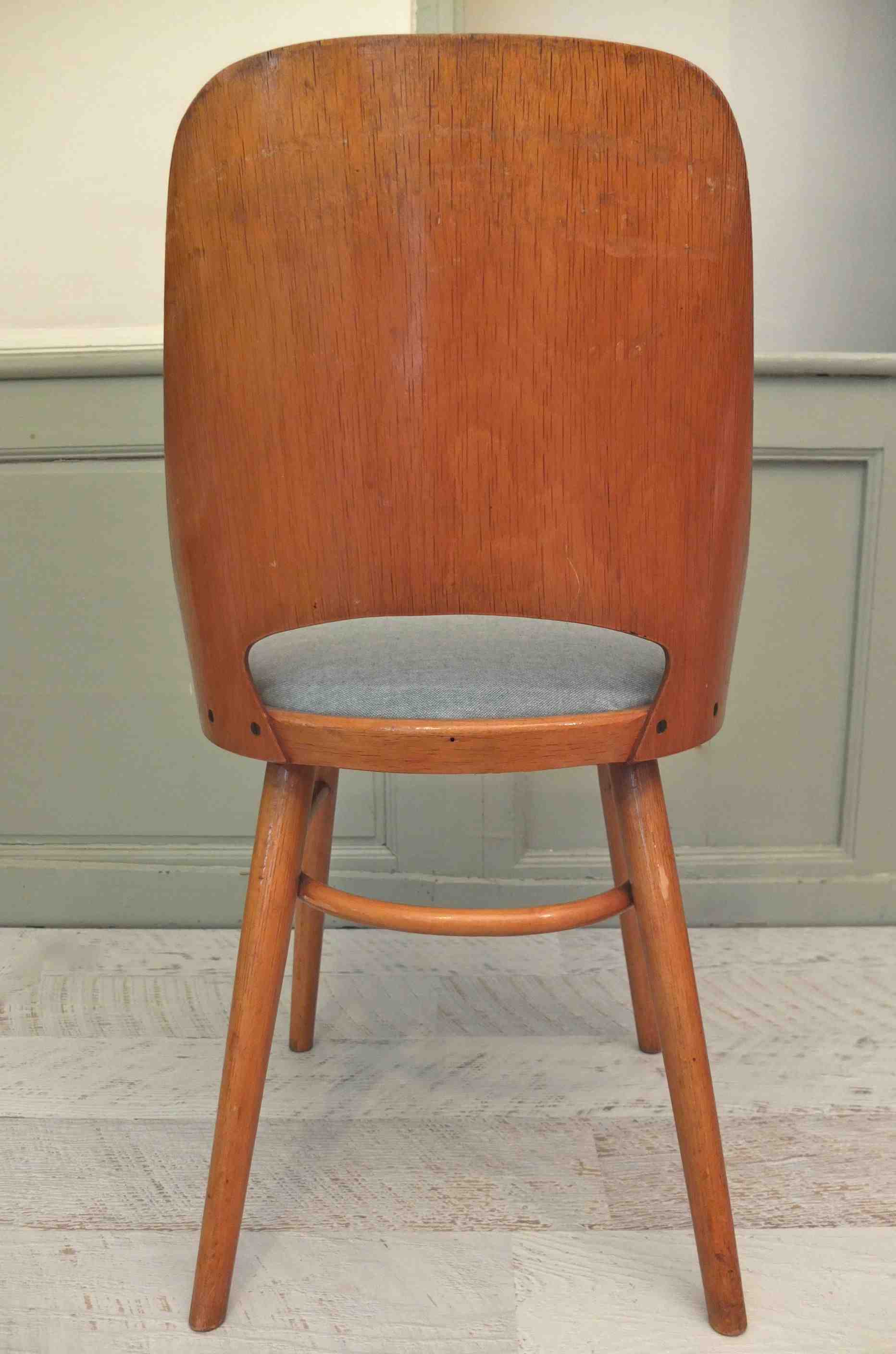 Chaise TON Thonet dossier bois courbe type Baumann Slavia Vintage "Arco II"10
