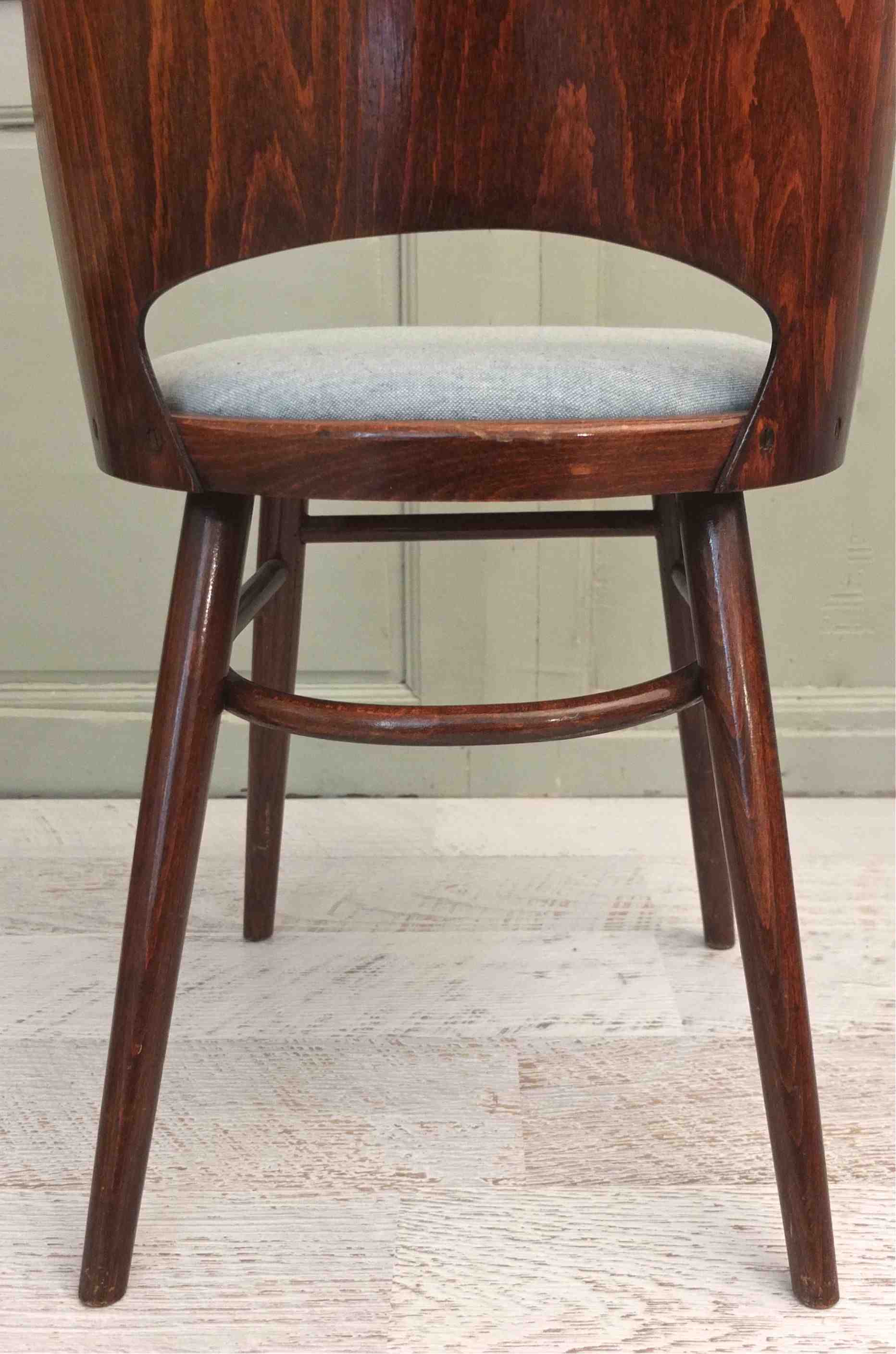Slavia Vintage chaise Ton en bois thermoformé des années 60 vintage "Kava"  dossier courbé