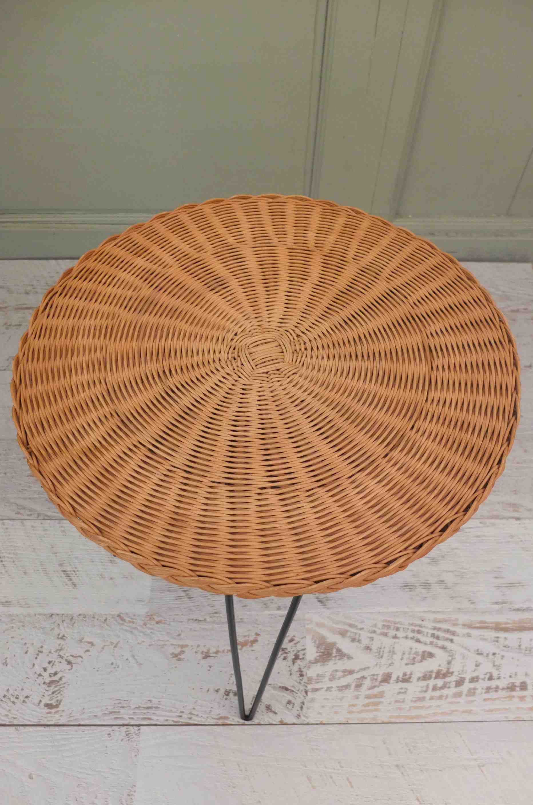Slavia vintage guéridon en osier vintage  modèle Seberg années 60 plateau