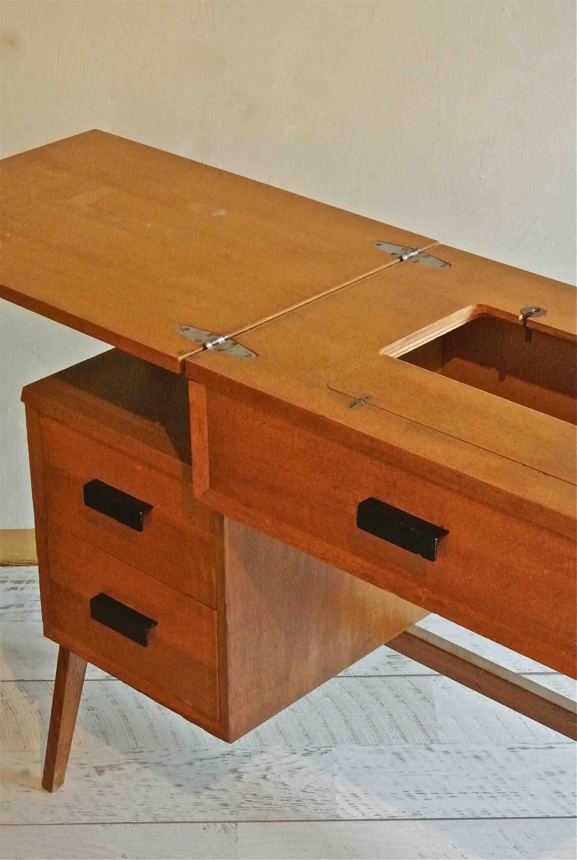 Slavia Vintage bureau bois "Décalé" modèle Vintage des années 50