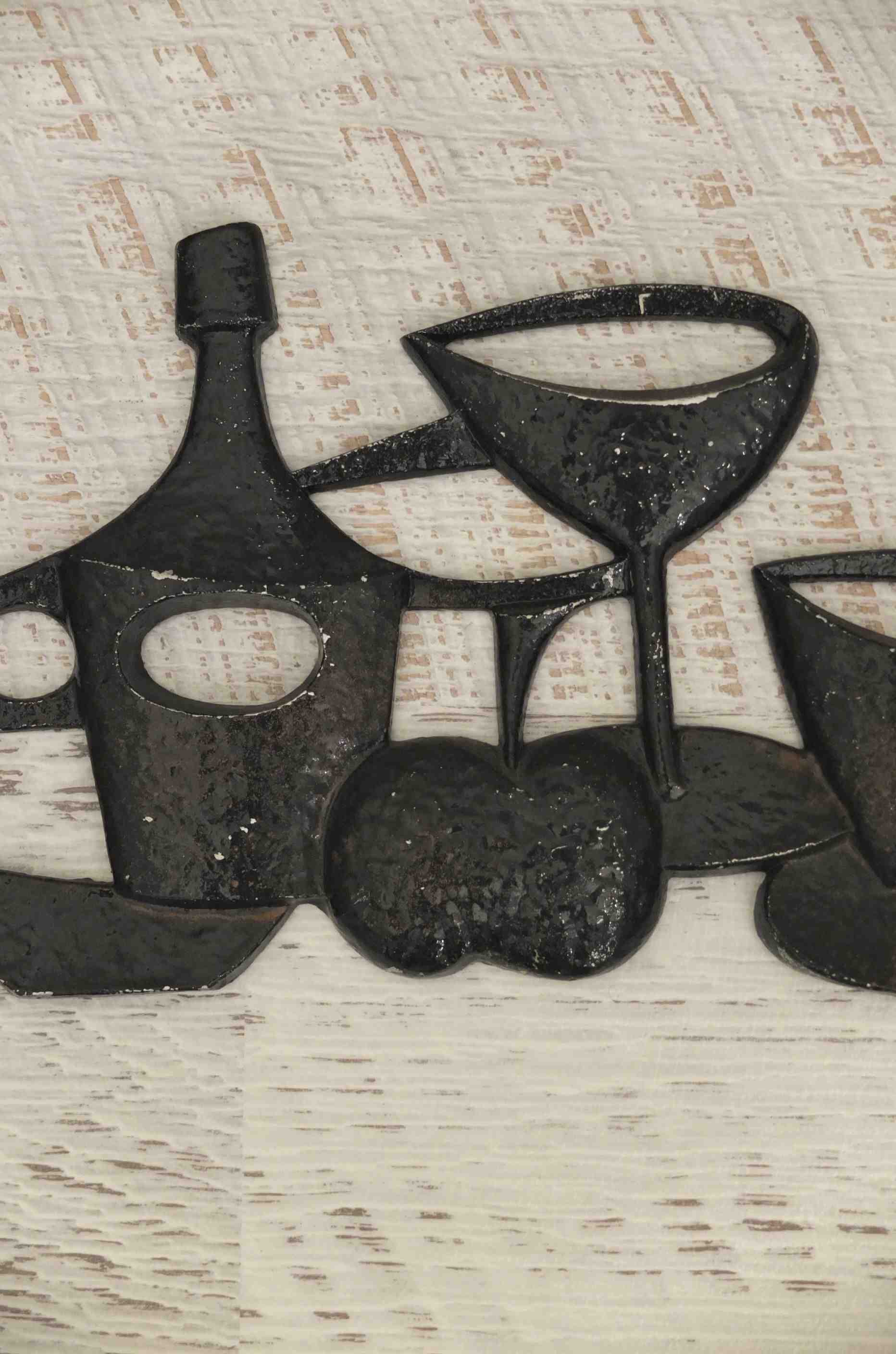 Slavia Vintage plaque murale decorative en fonte des annees 60 "Yalta"  detail nature morte