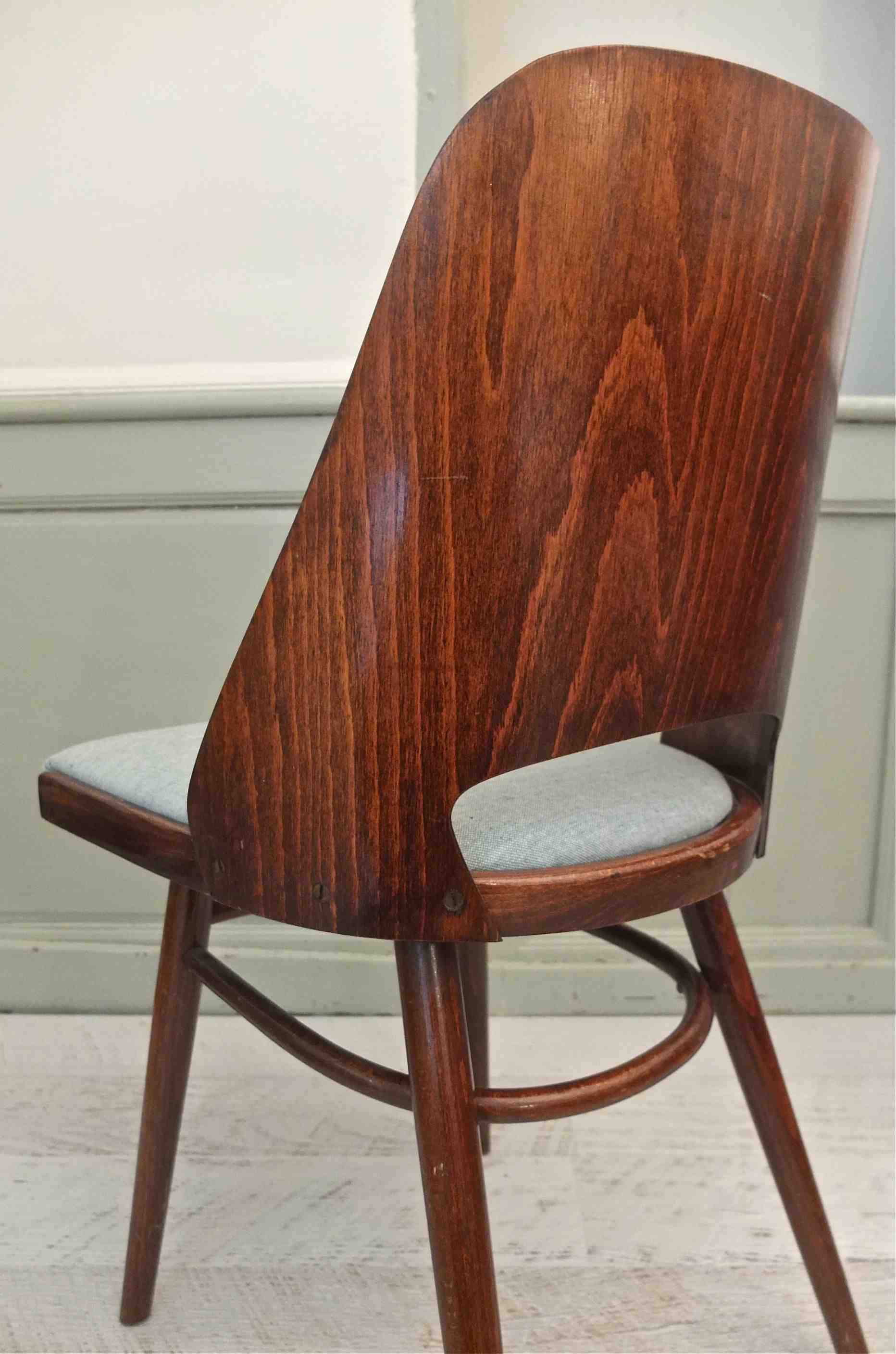 Slavia Vintage chaise Ton en bois thermoformé des années 60 vintage "Kava"  style Baumann dossier courbé