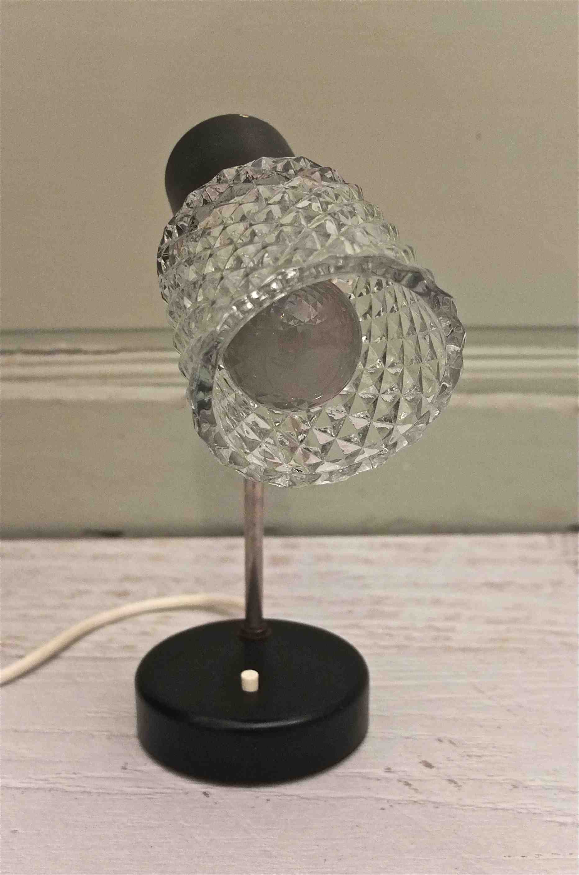 Slavia Vintage lampe en verre noire des années 70 modèle Diamant