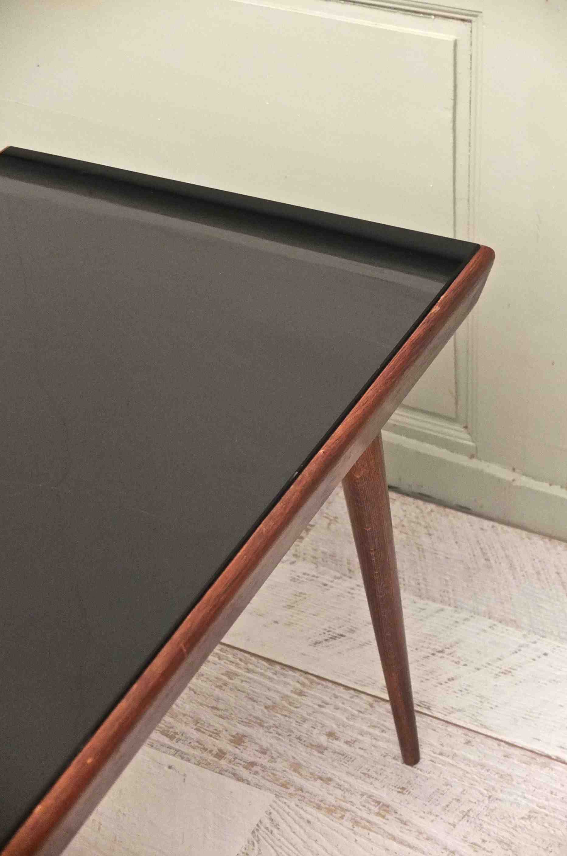 Slavia Vintage table basse vintage en bois et verre noir des années 60 style scandinave modèle "B58"  ligne