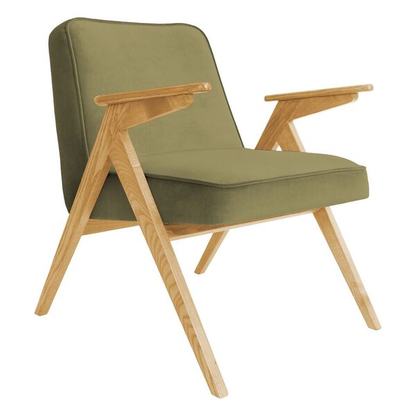 fauteuil bunny _ 366 concept_ fauteuil pieds compas_ velvet _velours kaki_slavia vintage