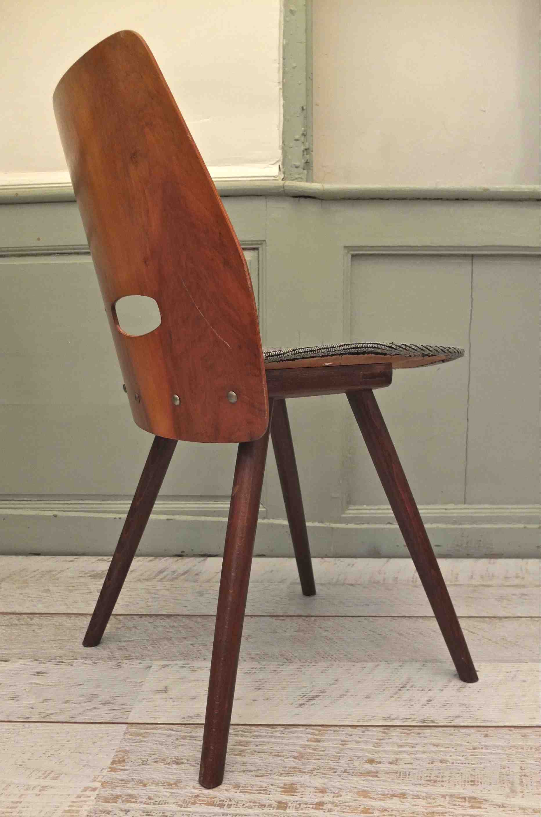 chaise bois  courbe style Baumann  annees 50 pays de l'est slavia vintage 5