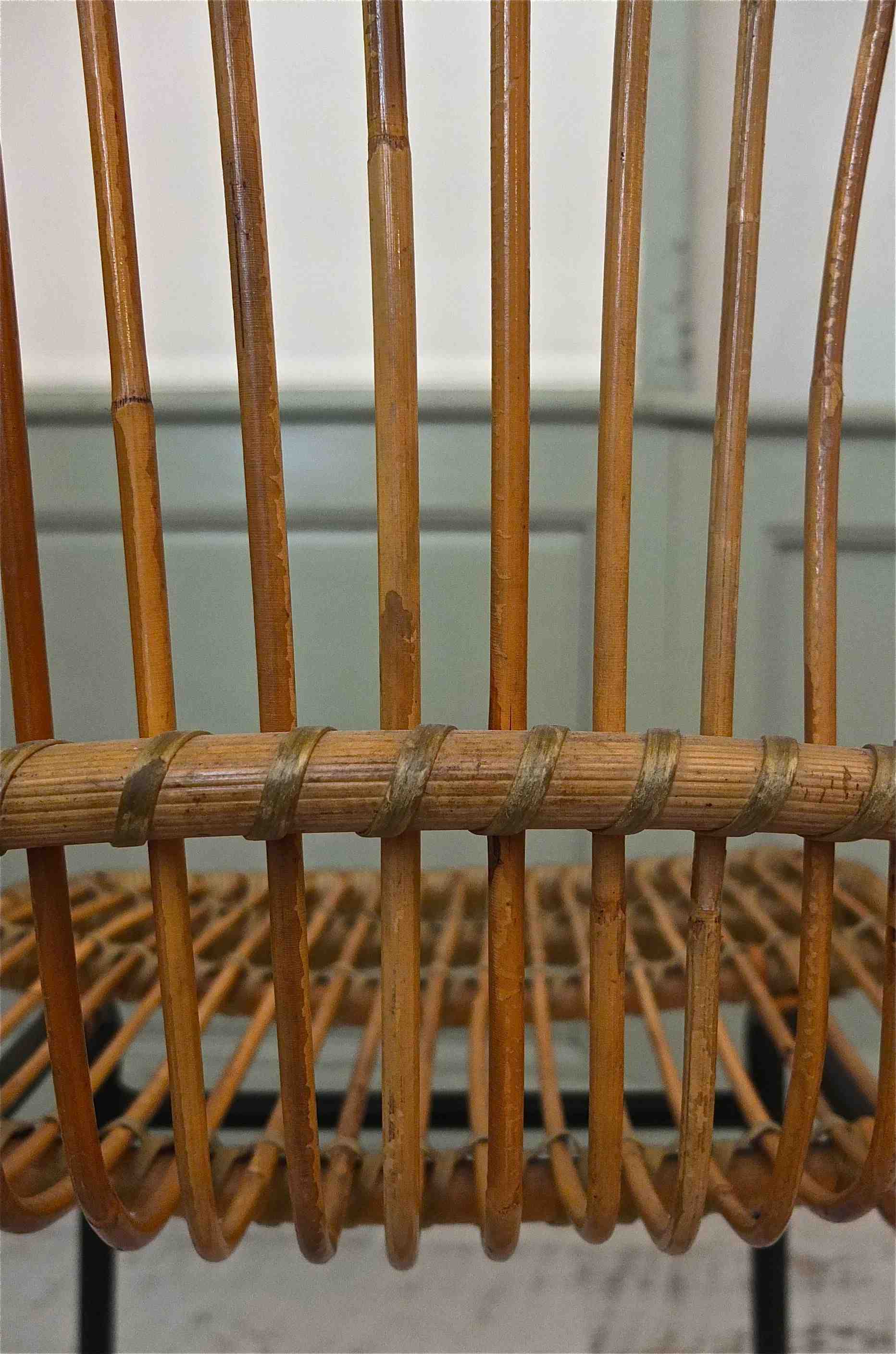 Slavia vintage zoom dossier fauteuil en rotin des années 60 modèle Fénix
