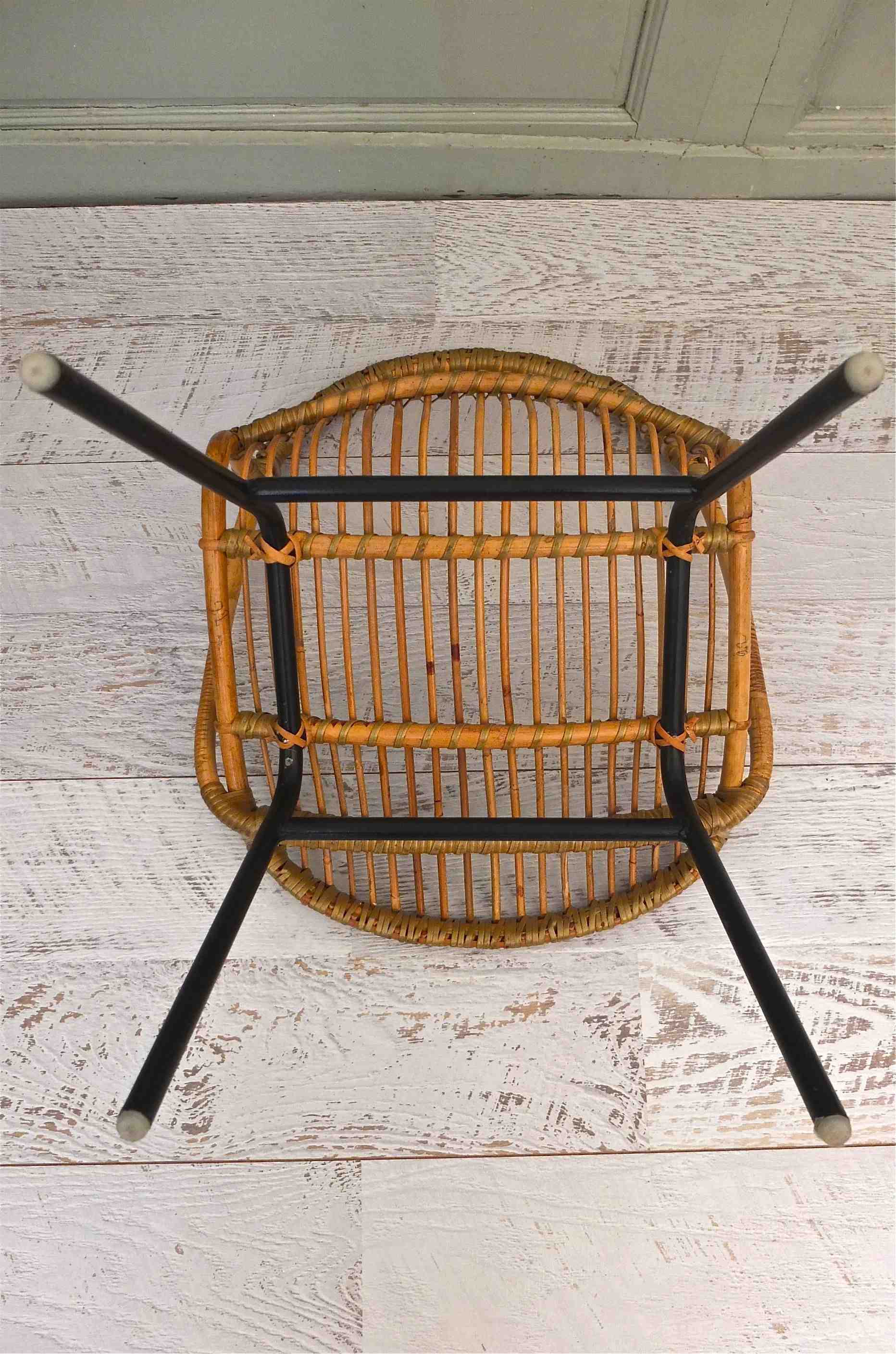 Slavia vintage structure fauteuil en rotin des années 60 modèle Fénix