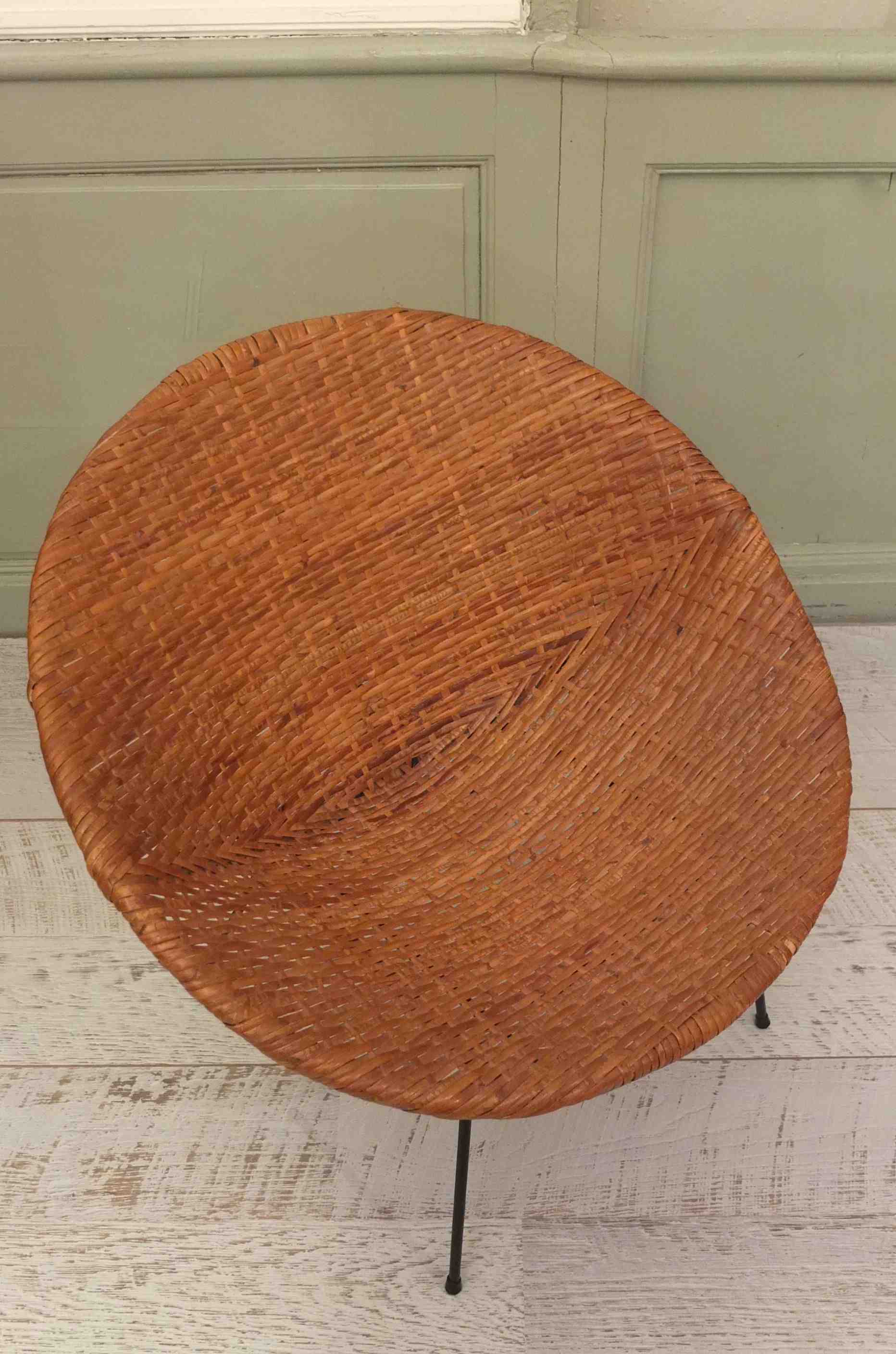Slavia Vintage fauteuil en osier des années 50 vintage style Janine Abraham "Copacabana"