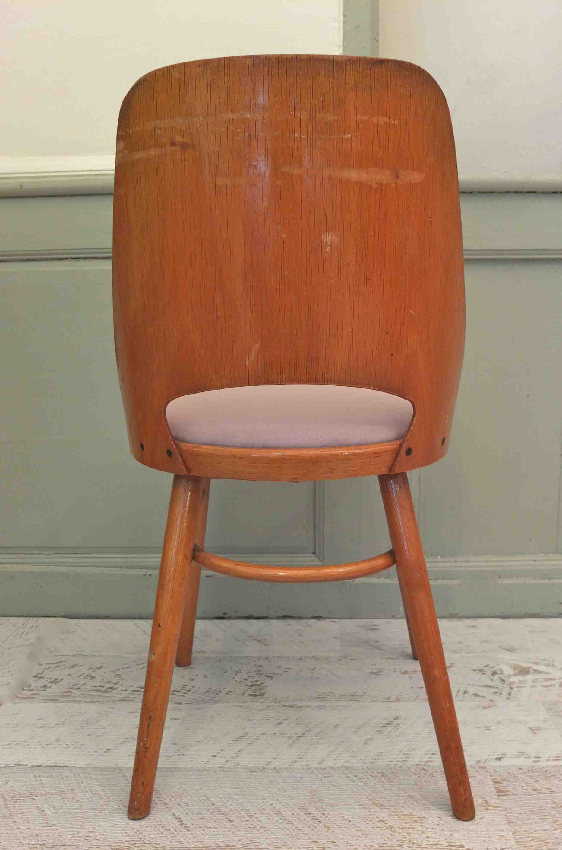 chaise ton dossier en bois courbe annees 60 "bentwood" slavia vintage 11