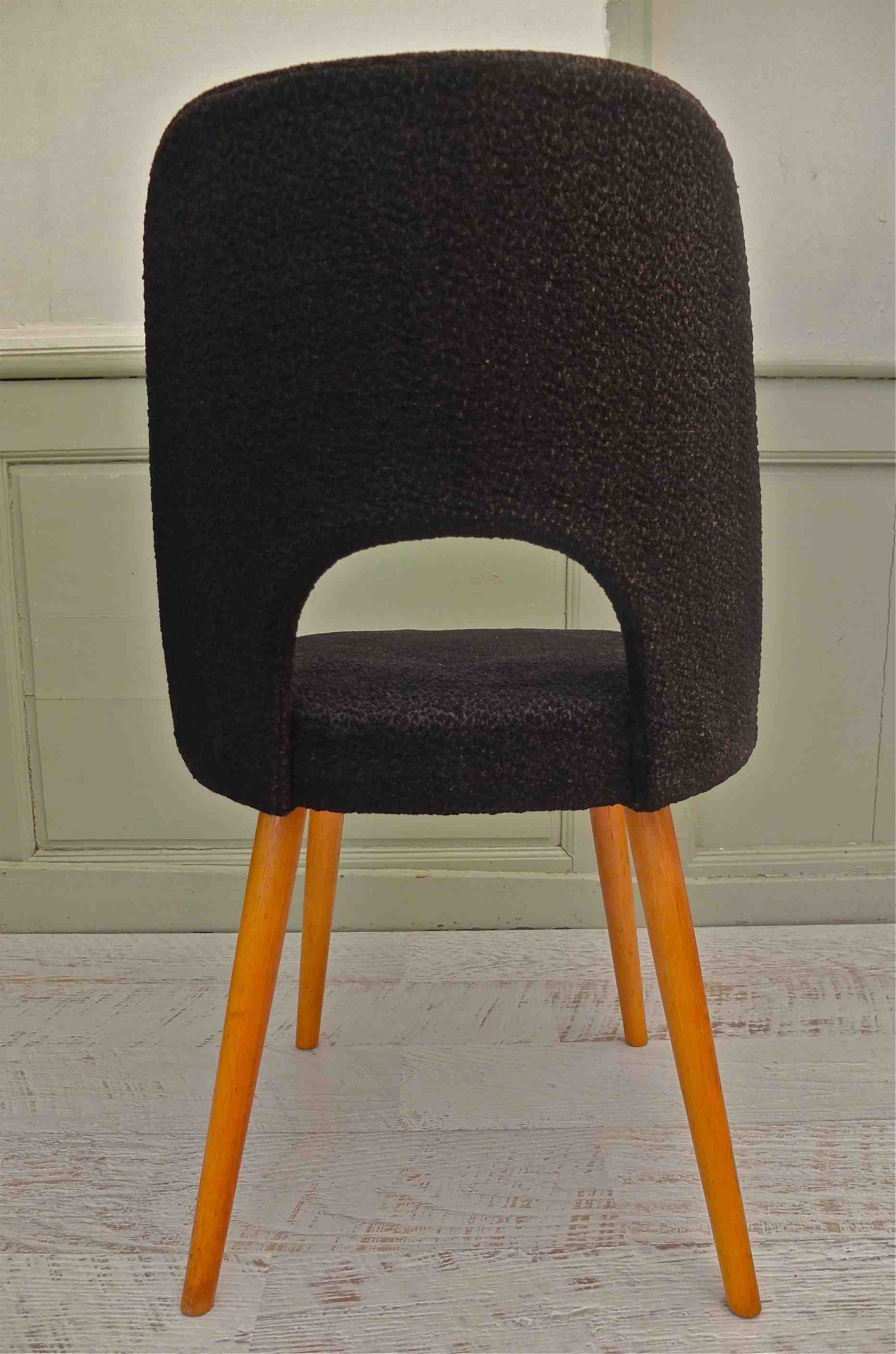 Slavia vintage fauteuil noir des années 50 modèle Praktika dos