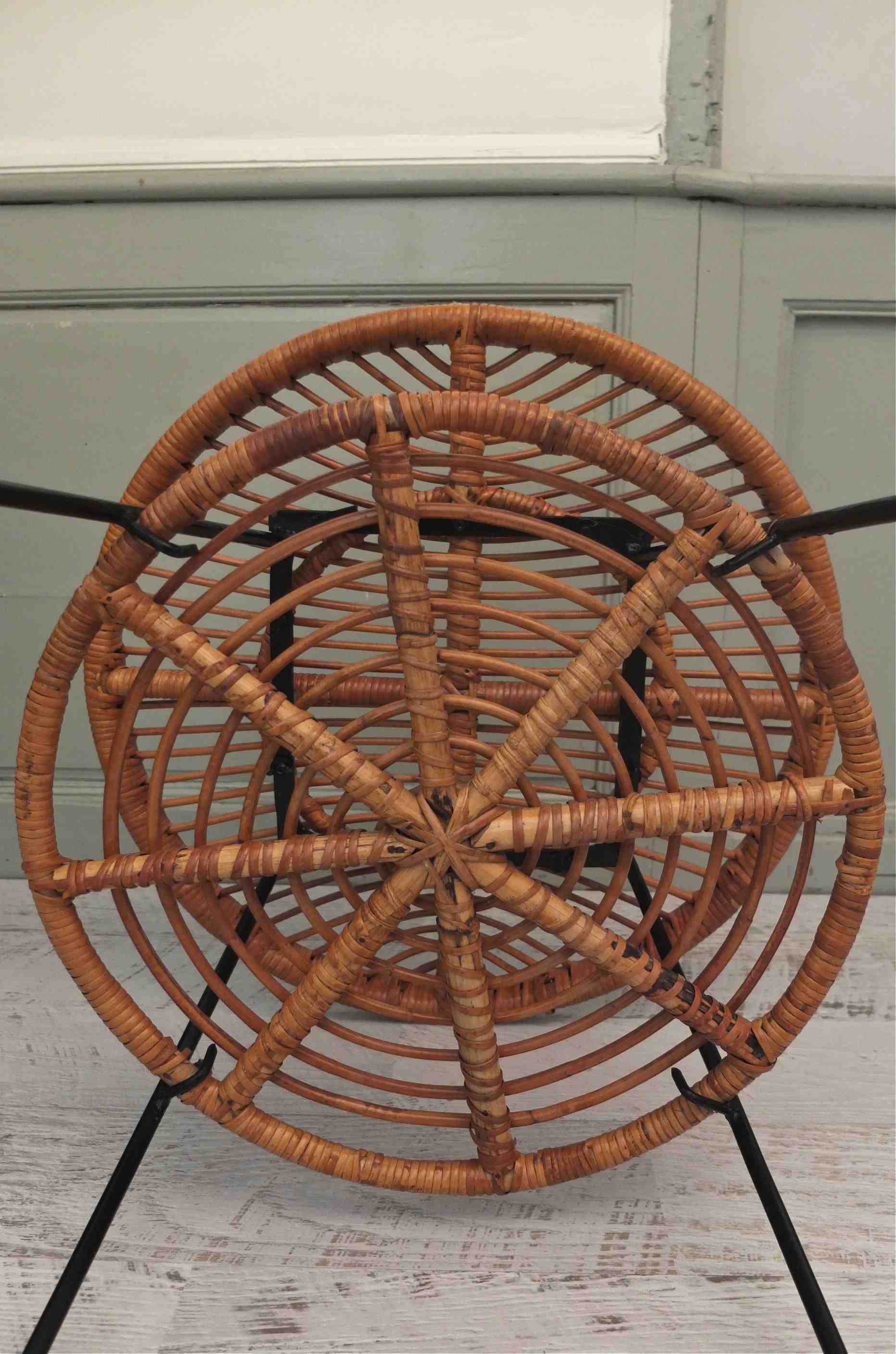 Slavia vintage plateaux table en rotin des années 50 modèle Condesa