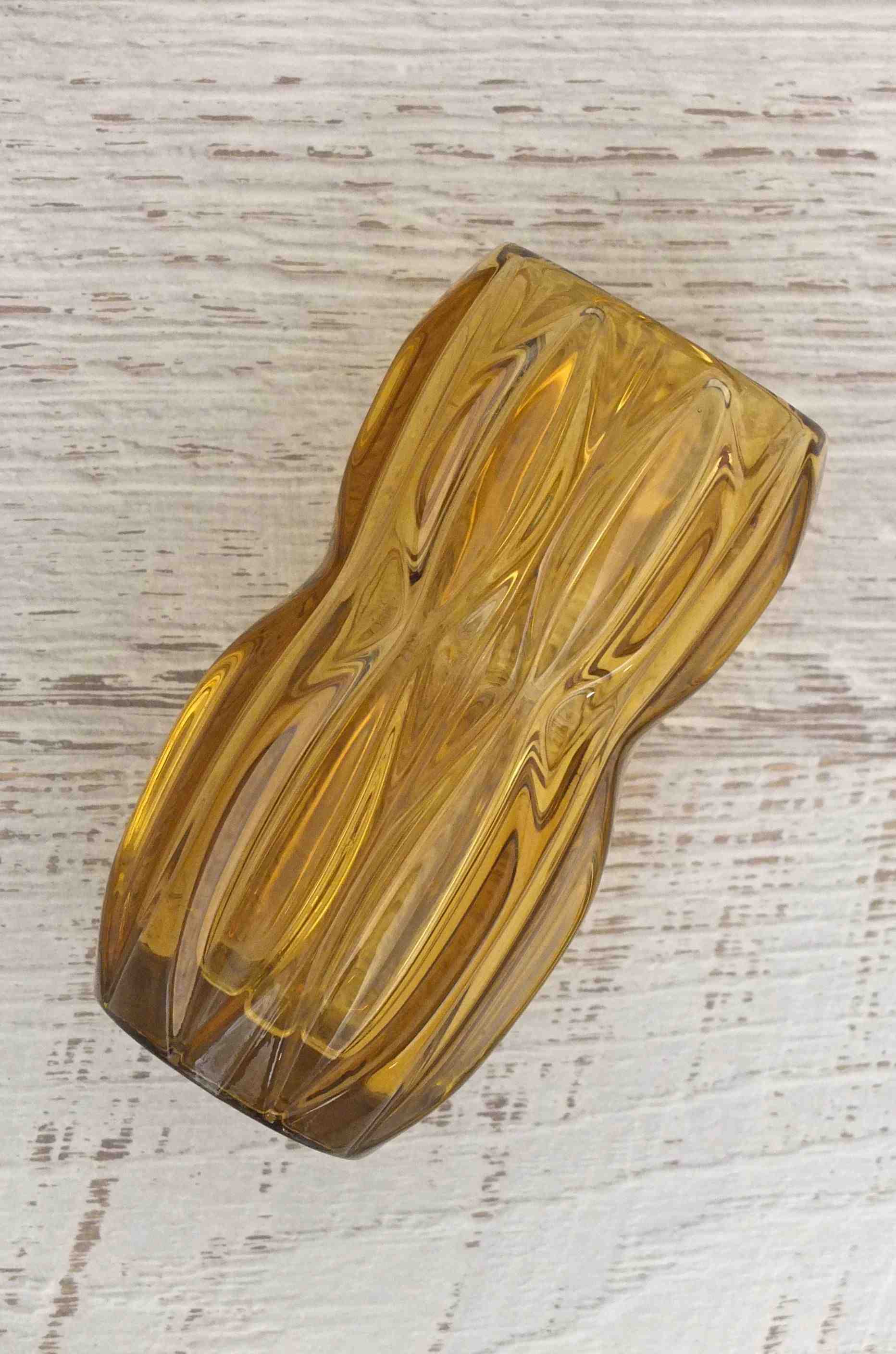 vase des annees 60 couleur ambre slavia vintage 3