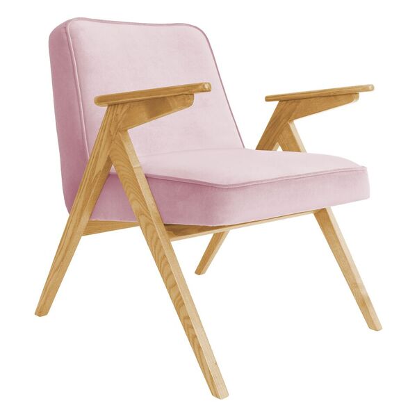 fauteuil bunny _ 366 concept_ fauteuil pieds compas_ velvet _velours rose poudre_slavia vintage