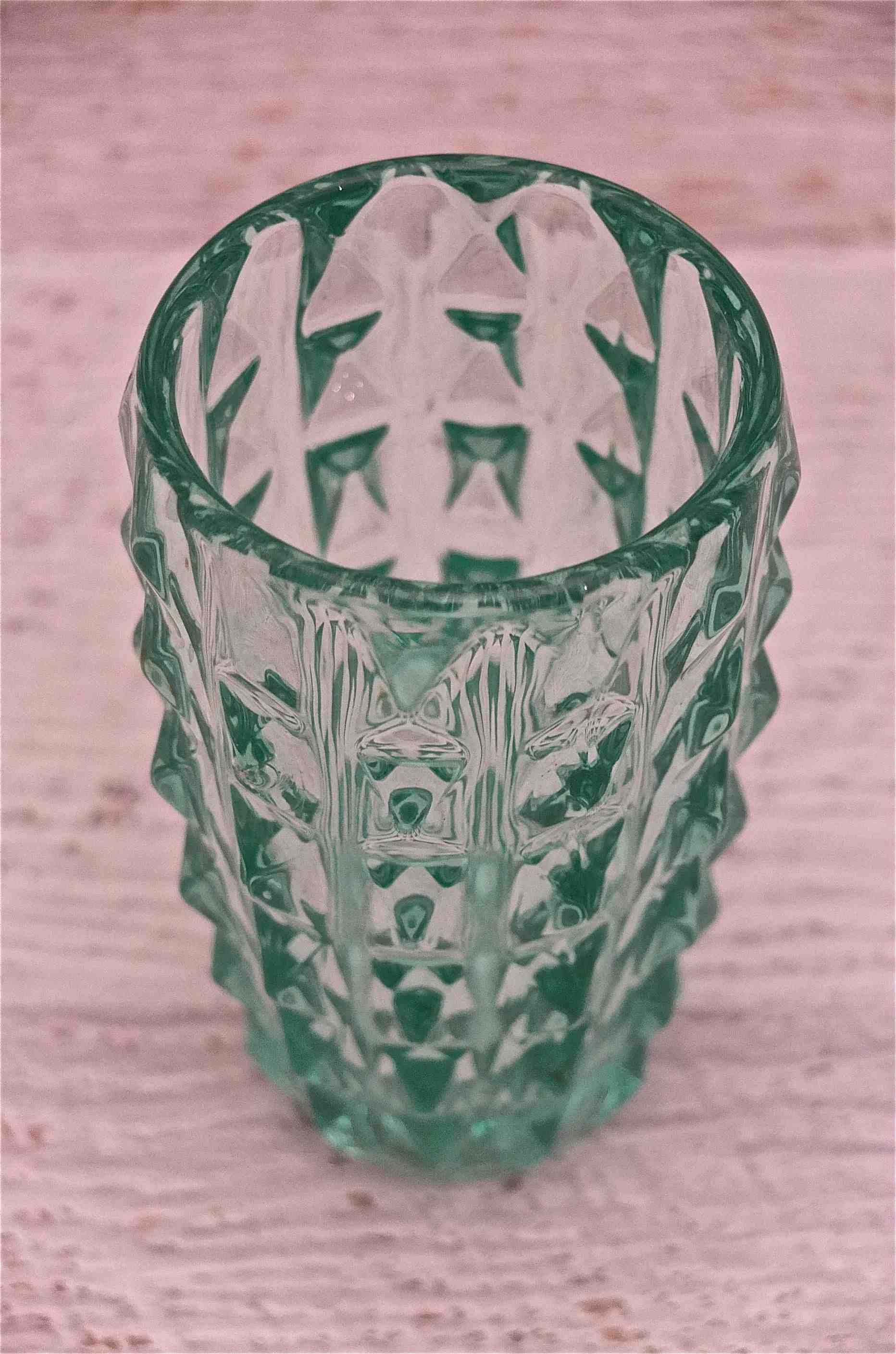 Slavia Vintage vase en verre tcheque de stye Bruxelles 58  annees 60 vintage photo modele "Emerald"
