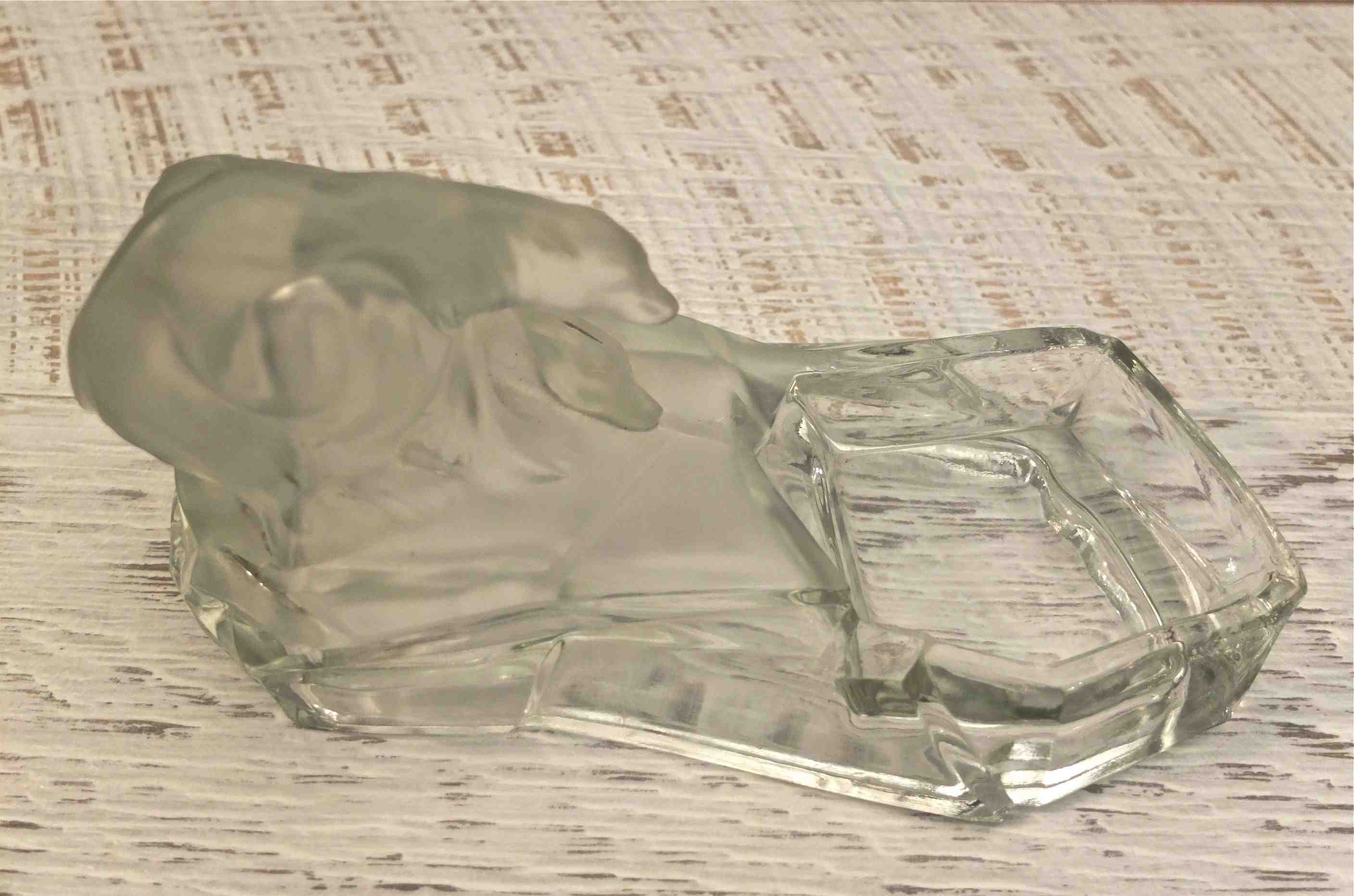 Slavia Vintage ours polaire en verre aux lignes Art Deco "Arctique" vide-poches