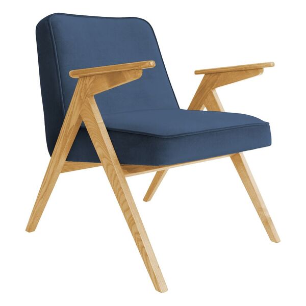 fauteuil bunny _ 366 concept_ fauteuil pieds compas_ velvet _velours bleu marine_slavia vintage