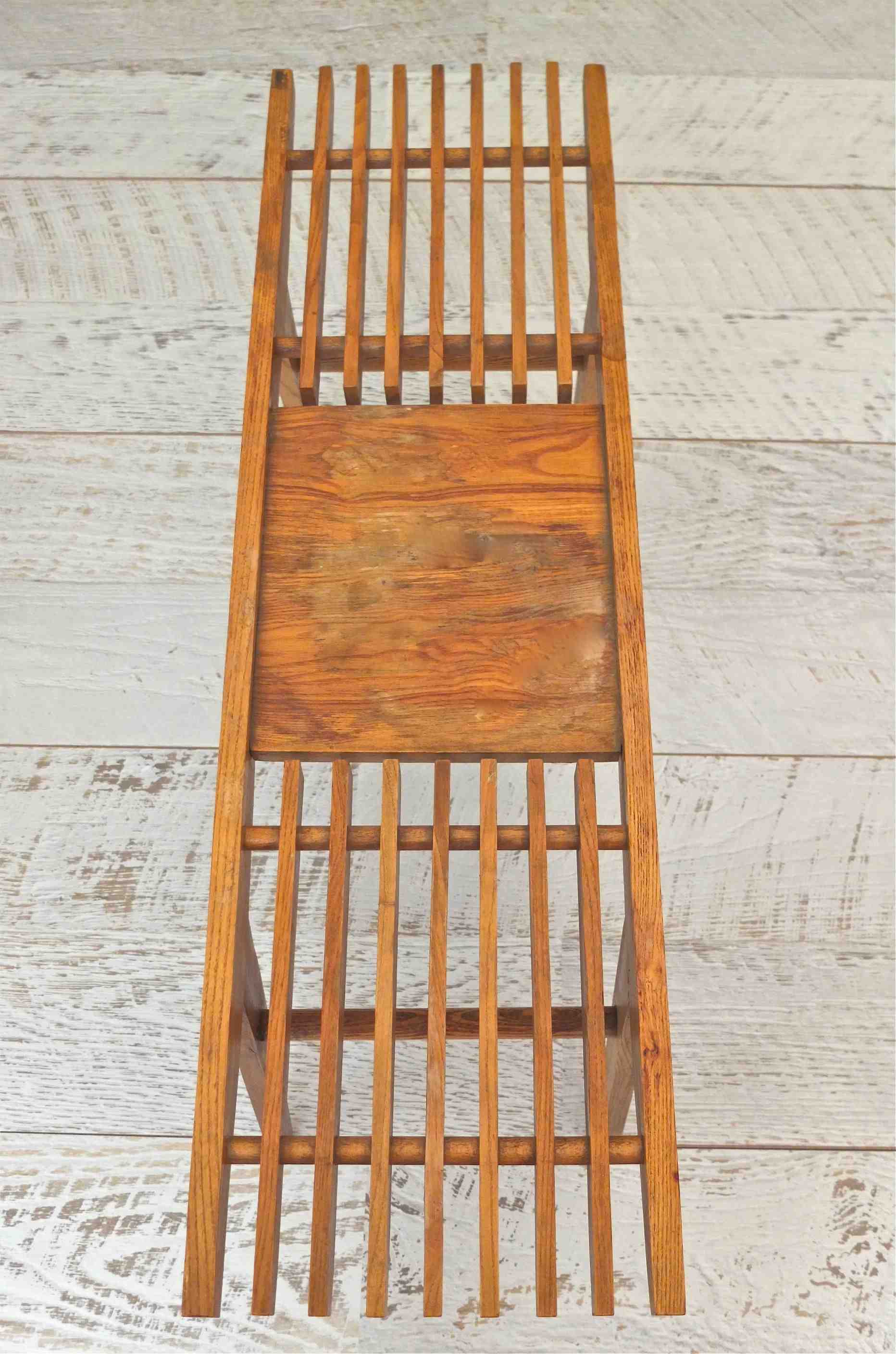 Slavia Vintage tablette en bois des annees 60 pieds compas style Charlotte Perriand "Chamonix" 1