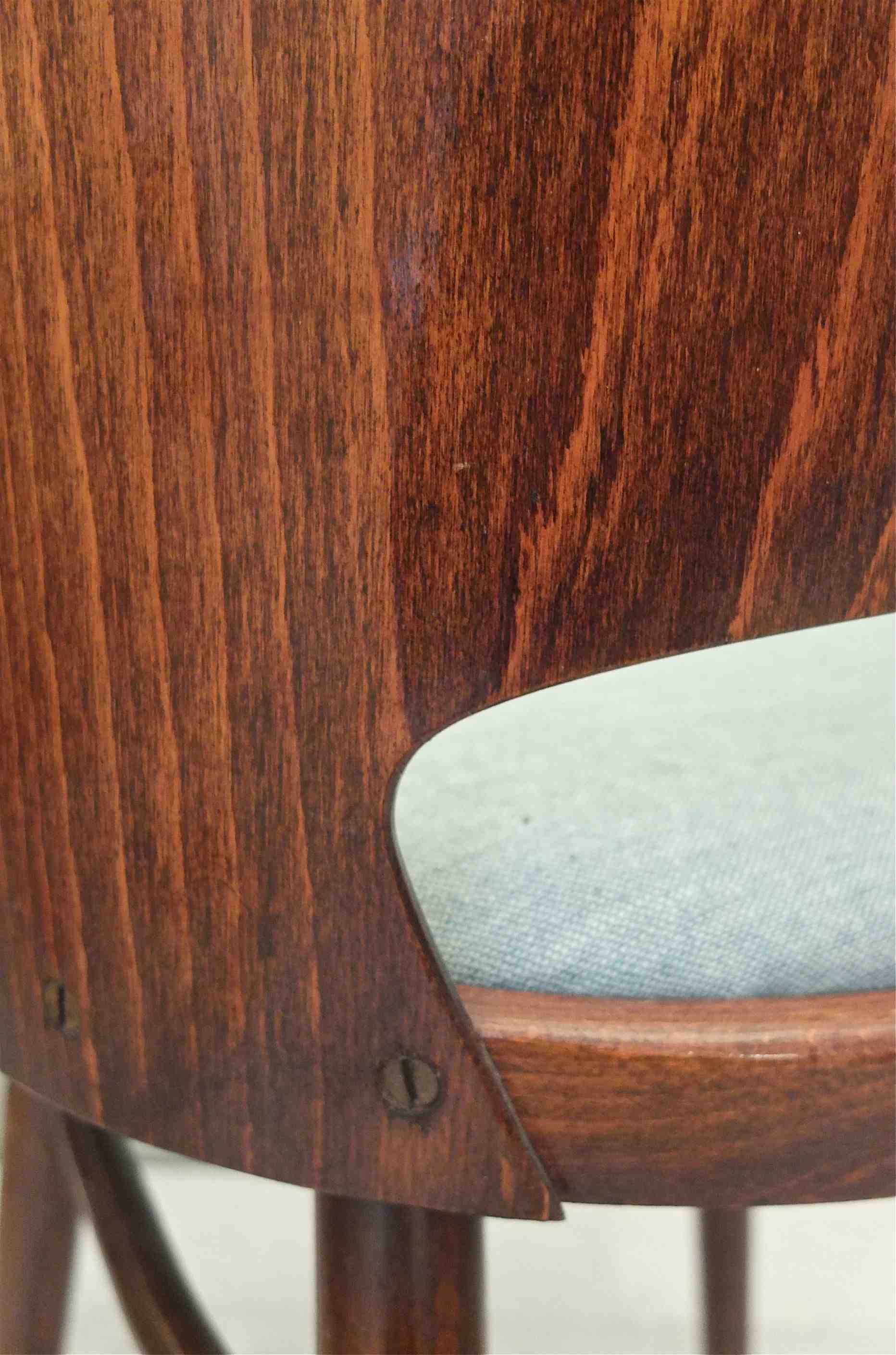 Slavia Vintage chaise Ton en bois thermoformé des années 60 vintage "Kava"  détail dossier