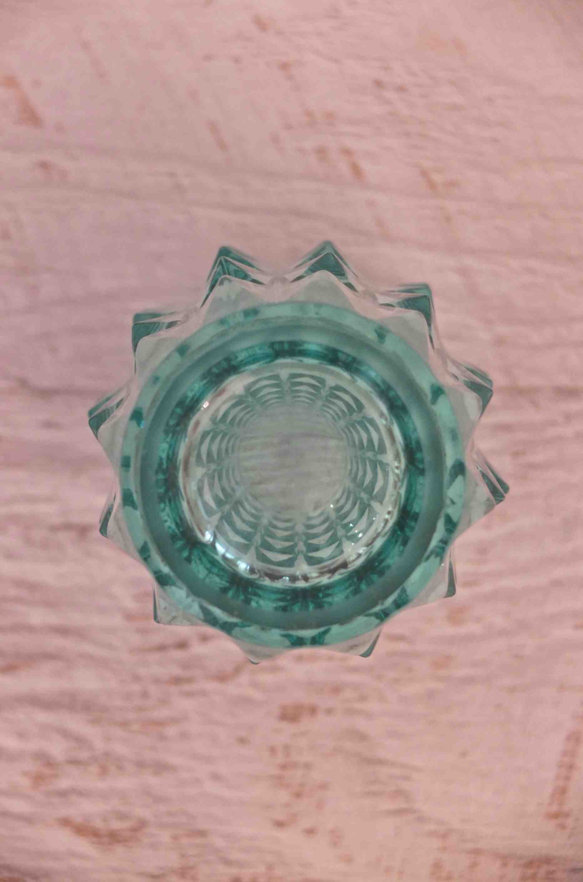 Vase en verre vintage tchecoslovaque  annees 60 turquoise Slavia Vintage 8