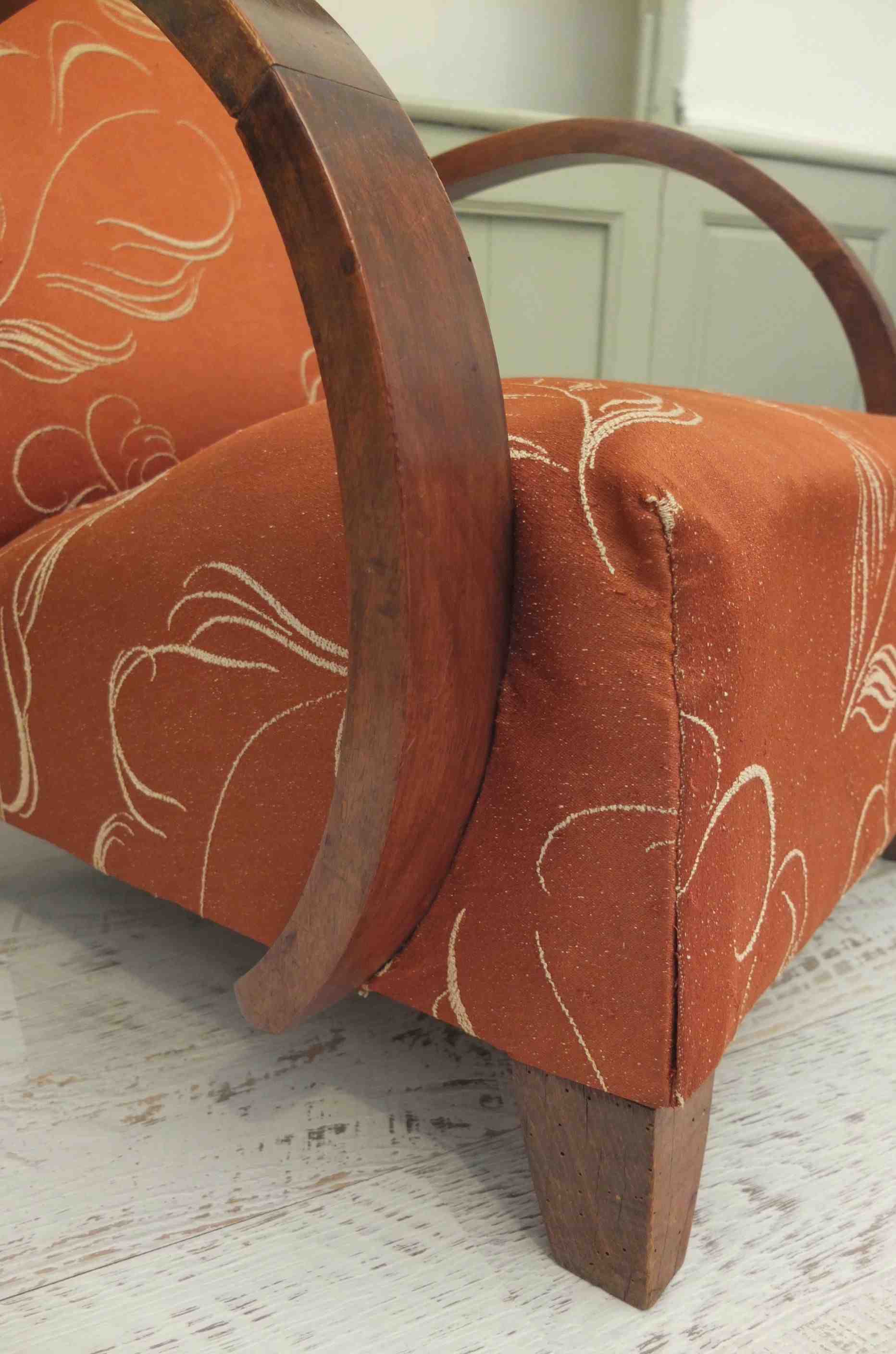 Slavia vintage angle fauteuil des années 20 modèle "Tamara"
