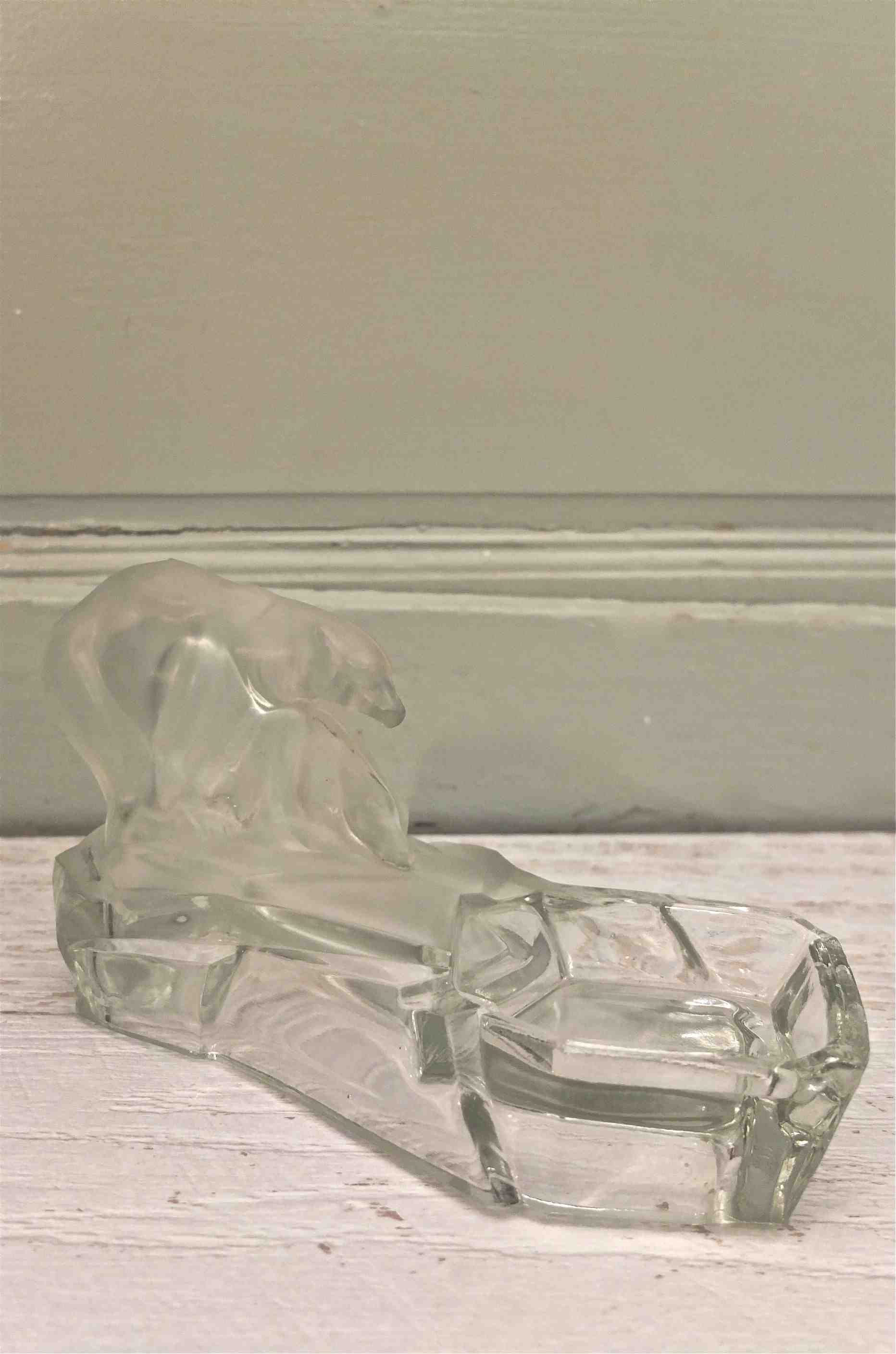 Slavia Vintage ours polaire en verre aux lignes Art Deco "Arctique"