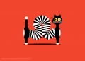 Affiche inspirée des jouets  de Libuse Niklova par l'illustratrice Marie Caillou - Chat accordéon 