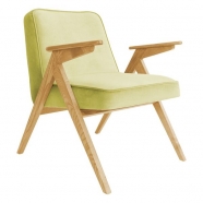 fauteuil bunny - 366 concept - velvet - velours limonade teinte chêne - design polonais