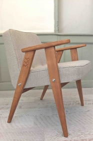 fauteuil 366  - Jozef Chierowski  - 366 Concept -  "tweed"  BEIGE piètement teinte chêne foncé