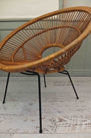 Fauteuil en rotin Janine Abraham des années 50 "Punta Sirena"