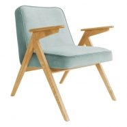 fauteuil bunny - 366 concept - velvet - velours menthe teinte chêne - design polonais