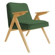 fauteuil bunny - 366 concept - velvet - velours vert bouteille teinte chêne - design polonais