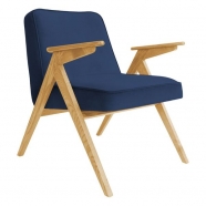 fauteuil bunny - 366 concept - velvet - velours indigo teinte chêne - design polonais