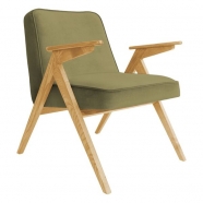 fauteuil bunny - 366 concept - velvet - velours kaki teinte chêne - design polonais