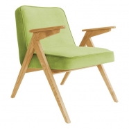 fauteuil bunny - 366 concept - velvet - velours vert clair teinte chêne - design polonais