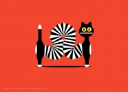 Affiche inspirée des jouets  de Libuse Niklova par l'illustratrice Marie Caillou - Chat accordéon