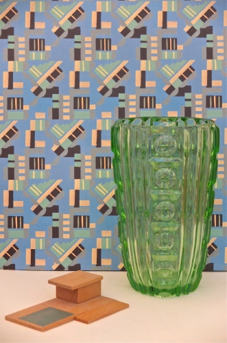 vase en verre des années 60 "Absinthe" Slavia Vintage