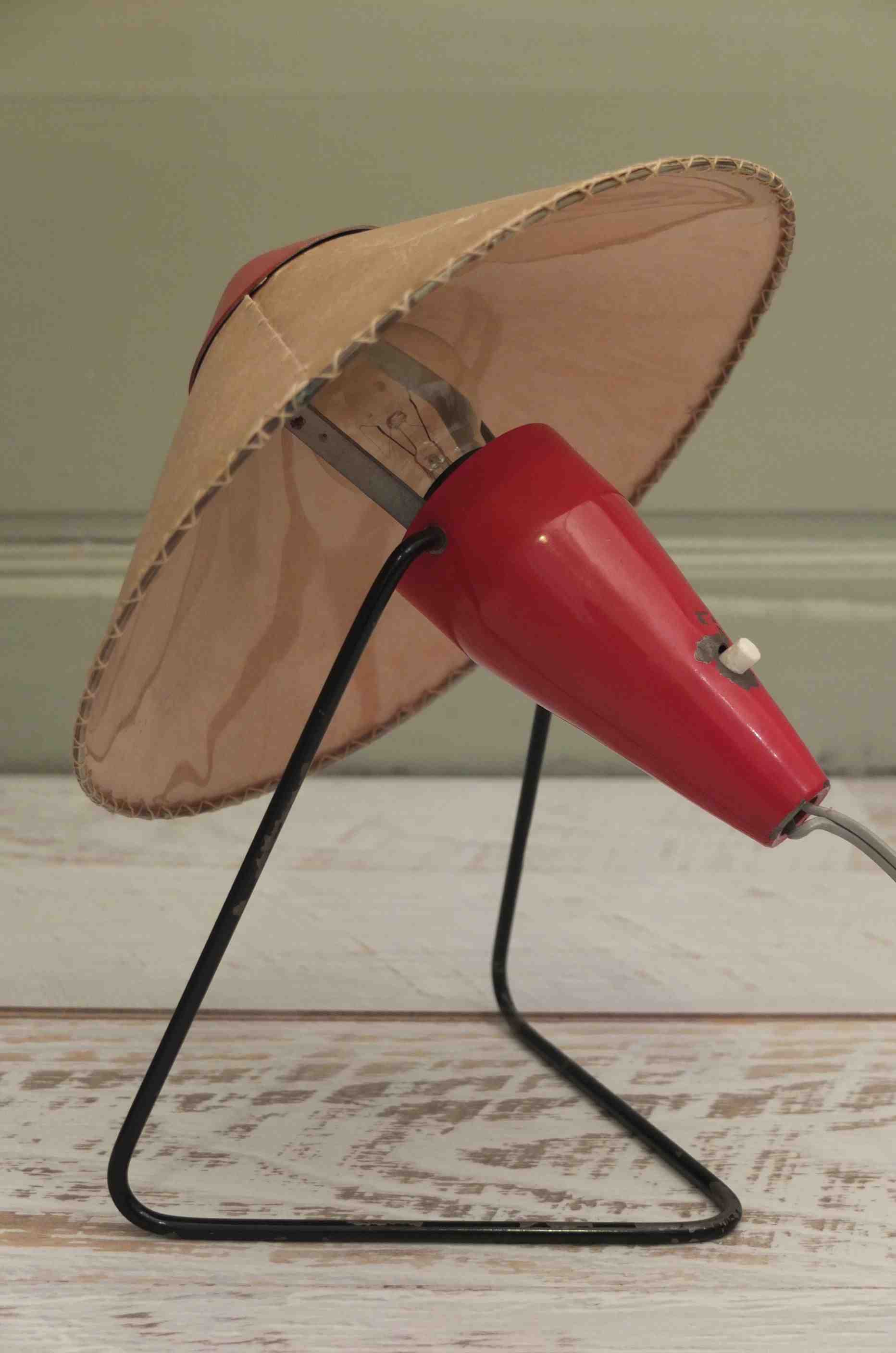 Slavia Vintage lampe vintage des années 50 rouge pivotante "Honolulu"