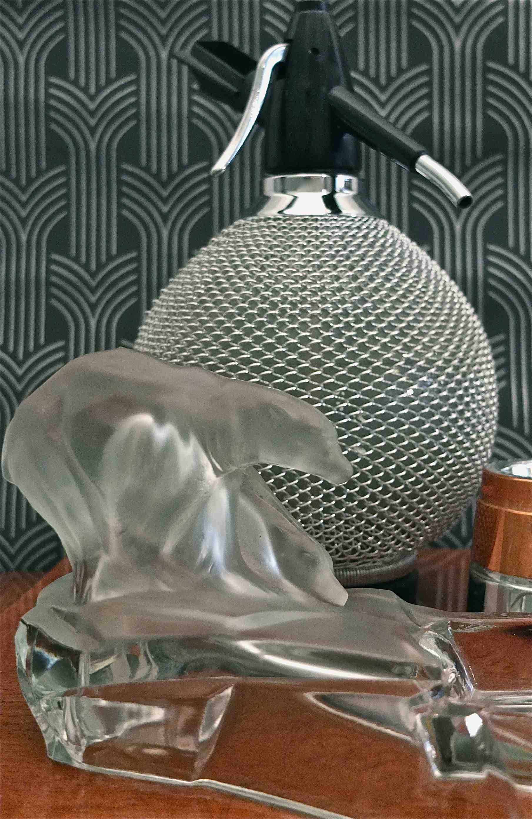Slavia Vintage ours en verre aux lignes Art Déco "Arctique"