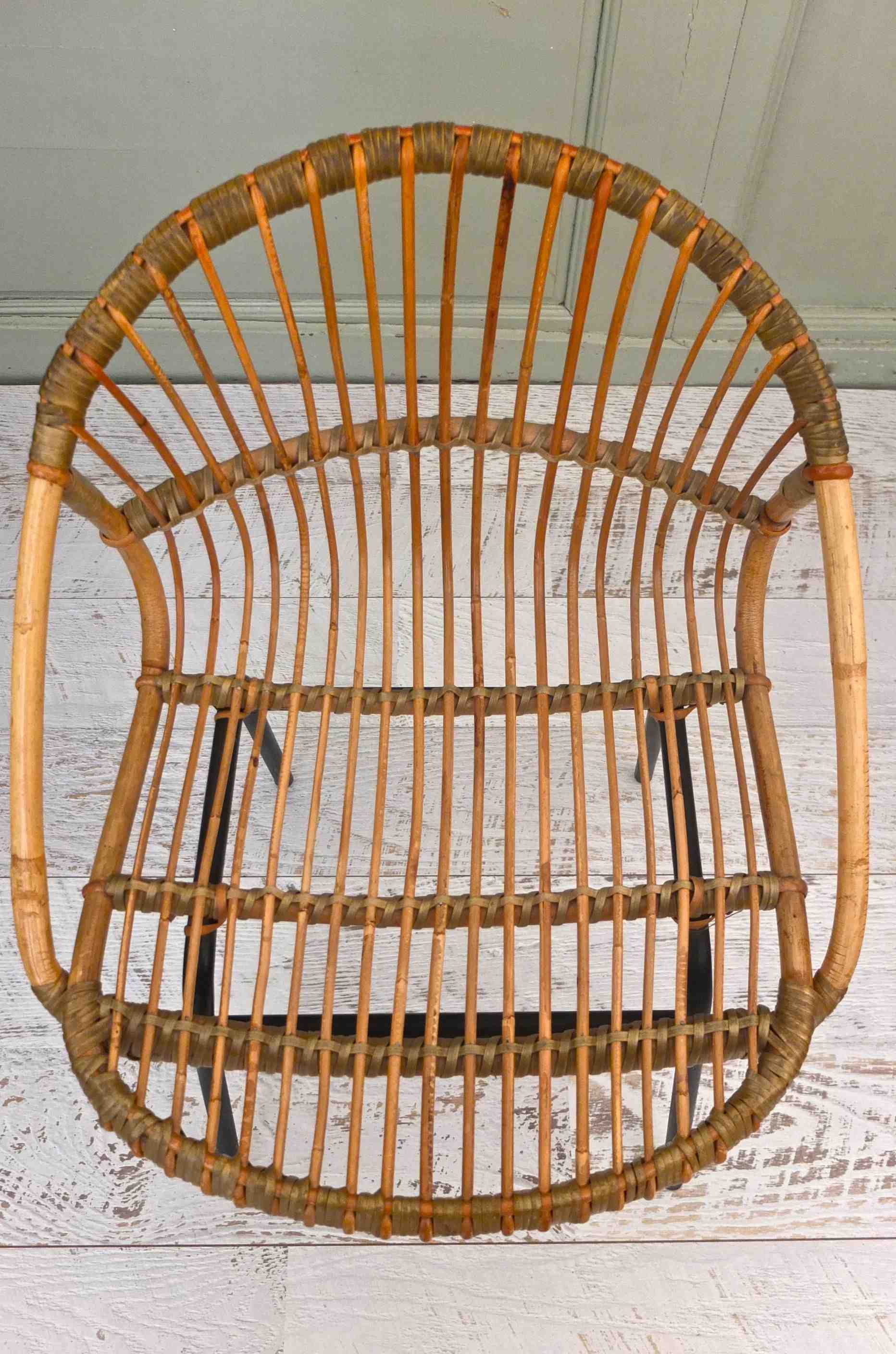 Slavia vintage fauteuil en rotin vintage modèle "Fénix" années 60