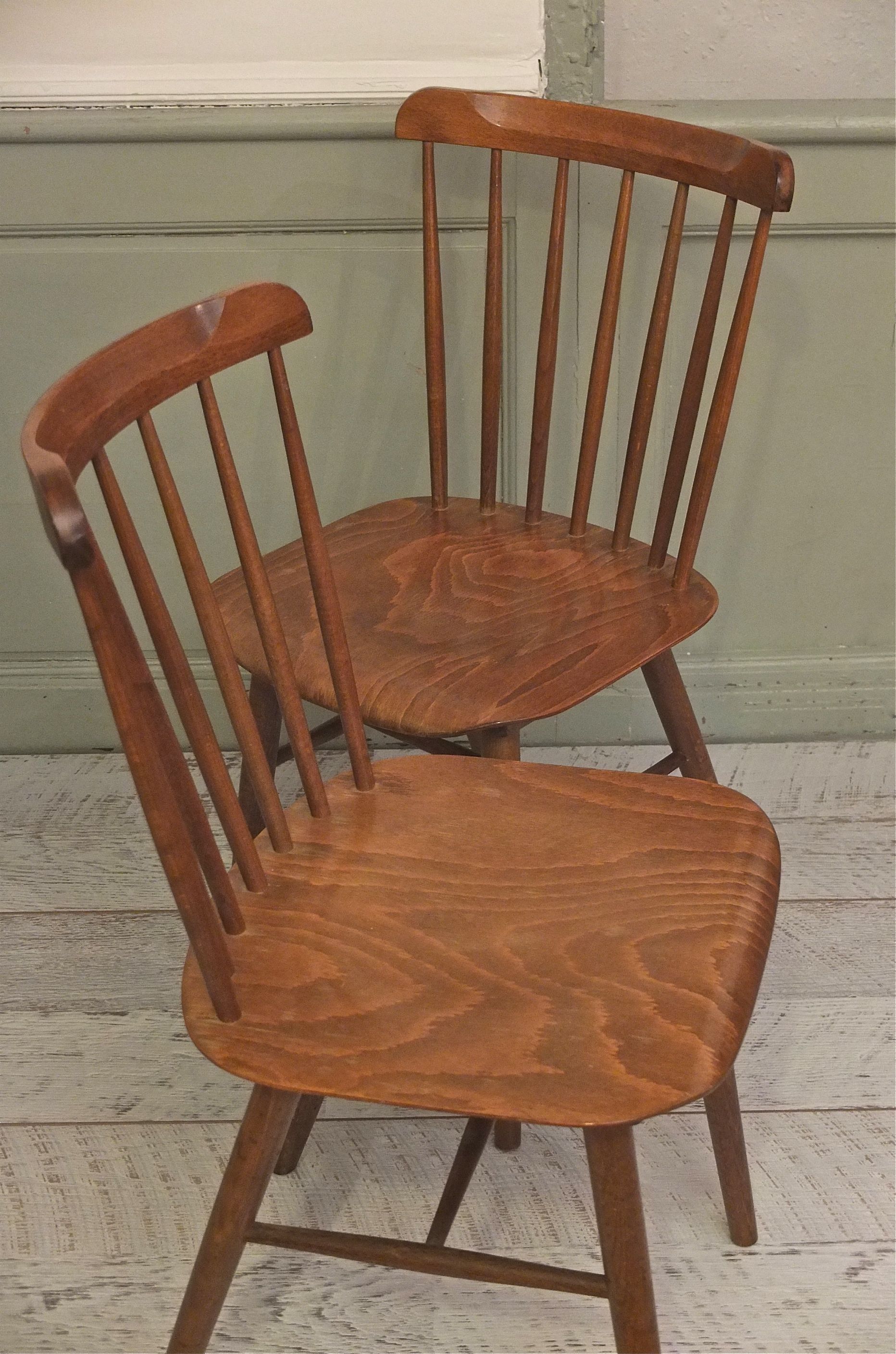 Slavia Vintage lot de 2 chaises TON en bois de style scandinave modèle "Rybnik"