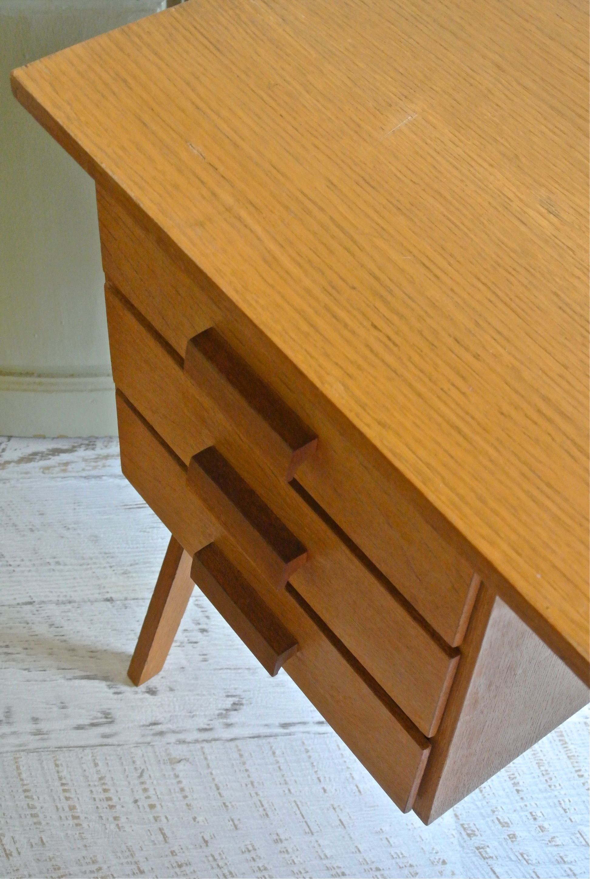 Slavia Vintage plateau bureau bois années 50 modèle "Architekt"